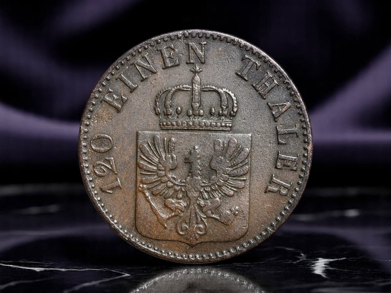 PRUSSIA: Crowned Arms - Imperial Valor 3 Pfennige Coin, 1861 A Berlin Mint, 24mm: Issued under the Kingdom of Prussia, this 1861 3 Pfennige coin reflects the consolidation of Germanic identity under Prussian ascendancy. The crowned eagle, boldly displayed within a square-topped shi
