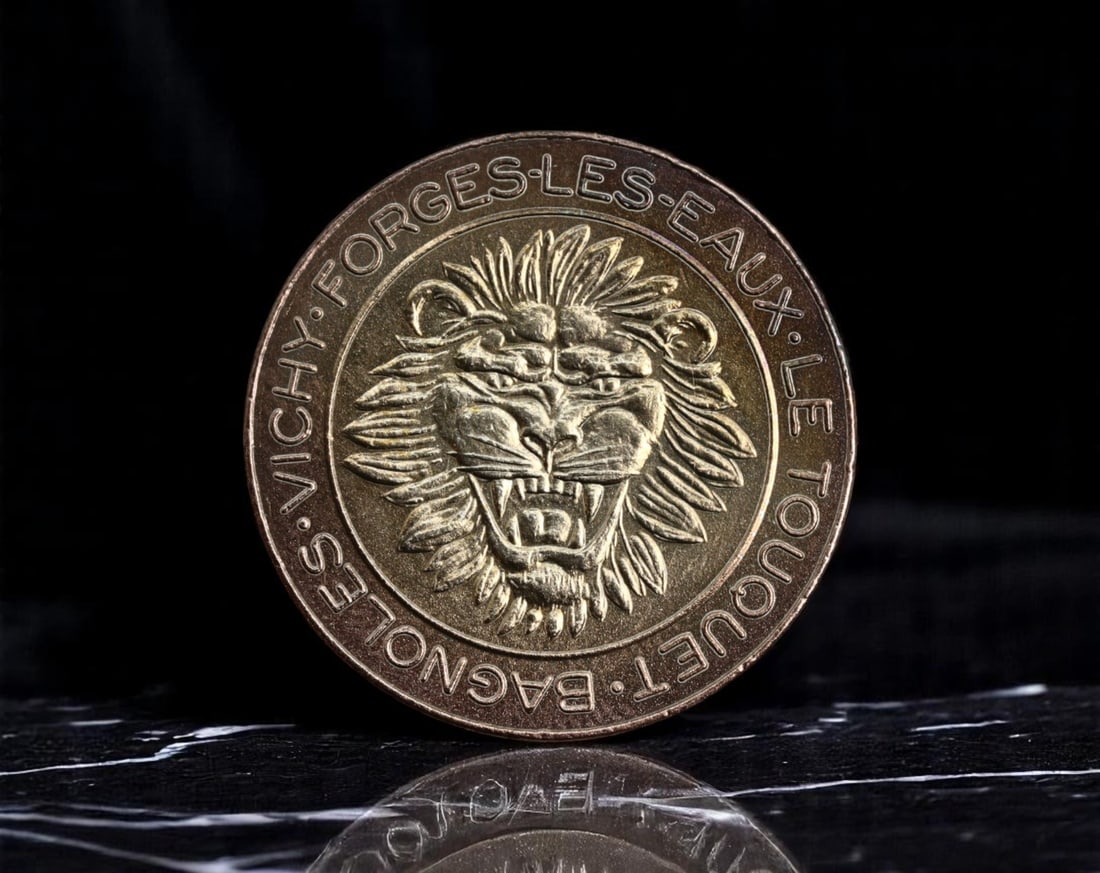 FRANCE: Barriere Group - Casino Lion 5 Jeton Gaming Token, c.1980s, 26mm (1 of 2)