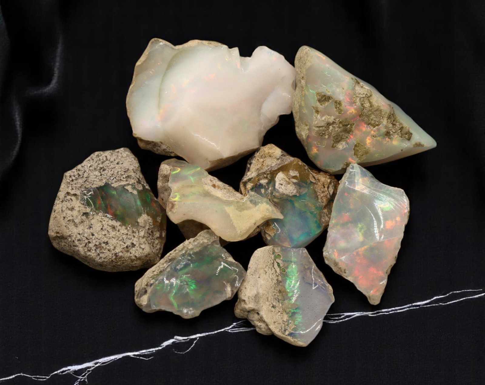 GEM LOT: Ethiopian Welo Opal Rough - Iridescent Play-of-Color in Matrix, Mixed Forms (12g) (1 of 1)