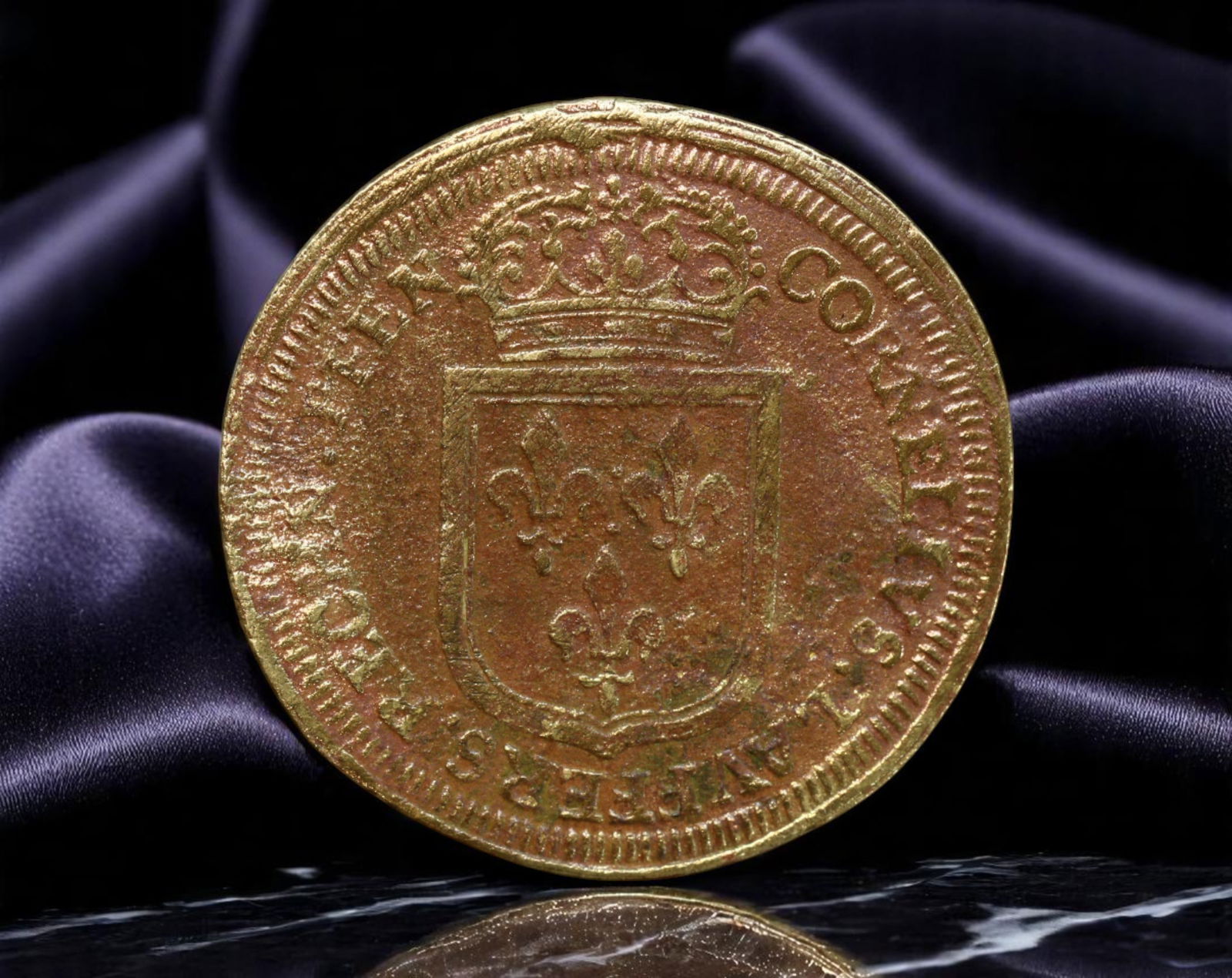 FRANCE: Louis XIV - Royal Authority Jeton of the Chambre des Comptes de Paris, c.1680s, 25mm (1 of 2)