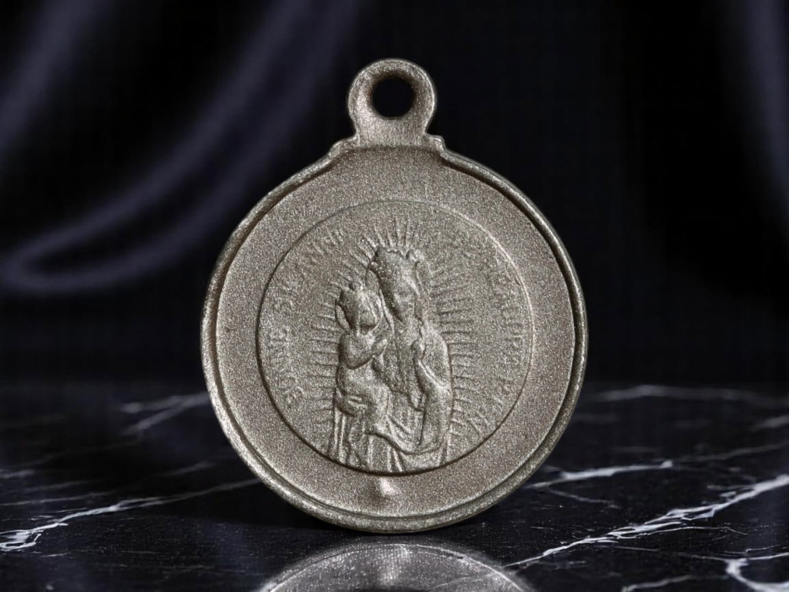 FRANCE: Marian Devotion - Sanctuary of Lourdes Pilgrimage Medal, ca. 1900, 19mm: Radiating with devotional symbolism, this 19mm French pilgrimage medal commemorates the sacred sanctuary of Lourdes, one of the most venerated Marian sites in Christendom. One side features the crowne