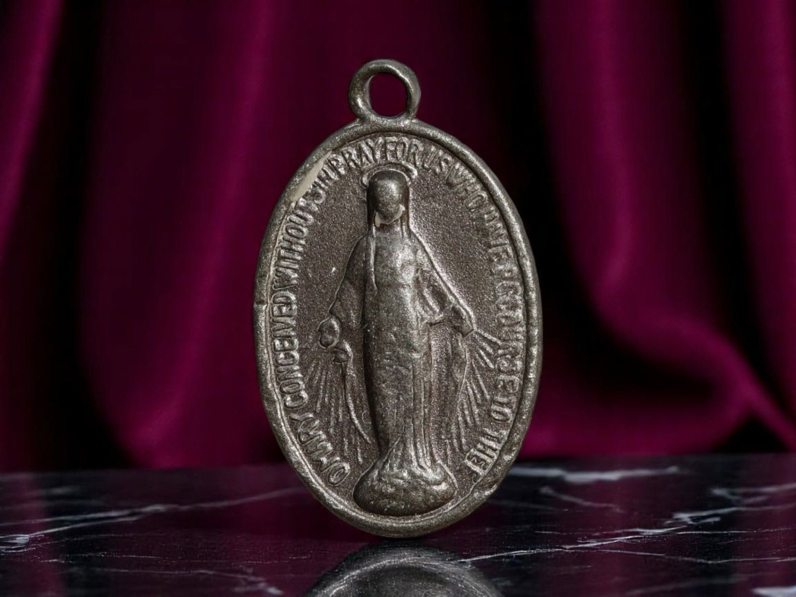 EUROPE: Marian Devotion - Miraculous Medal of the Immaculate Conception, 22mm: Struck as a testament to unwavering faith in divine intercession, this Miraculous Medal encapsulates one of the most iconic expressions of 19th-century Catholic piety. At its center, the Virgin Mary s