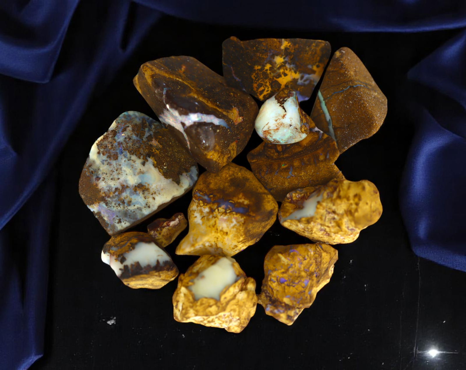 AUSTRALIAN MATRIX BOULDER OPAL SPECIMEN LOT - Irregular Rough Forms (10-20 mm each) (1 of 1)