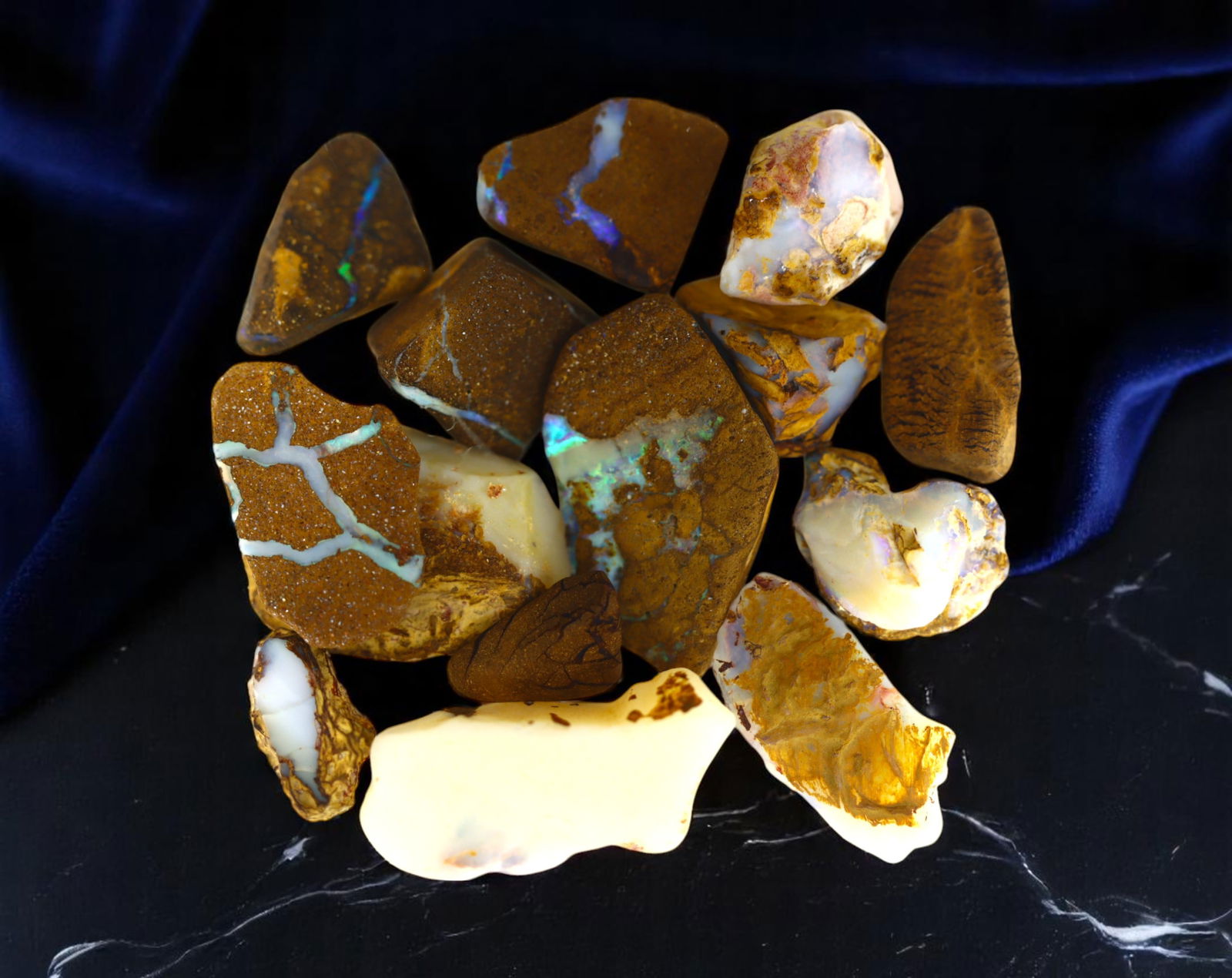 AUSTRALIAN MATRIX BOULDER OPAL SPECIMEN LOT - Irregular Rough Forms (10-20 mm each) (1 of 1)