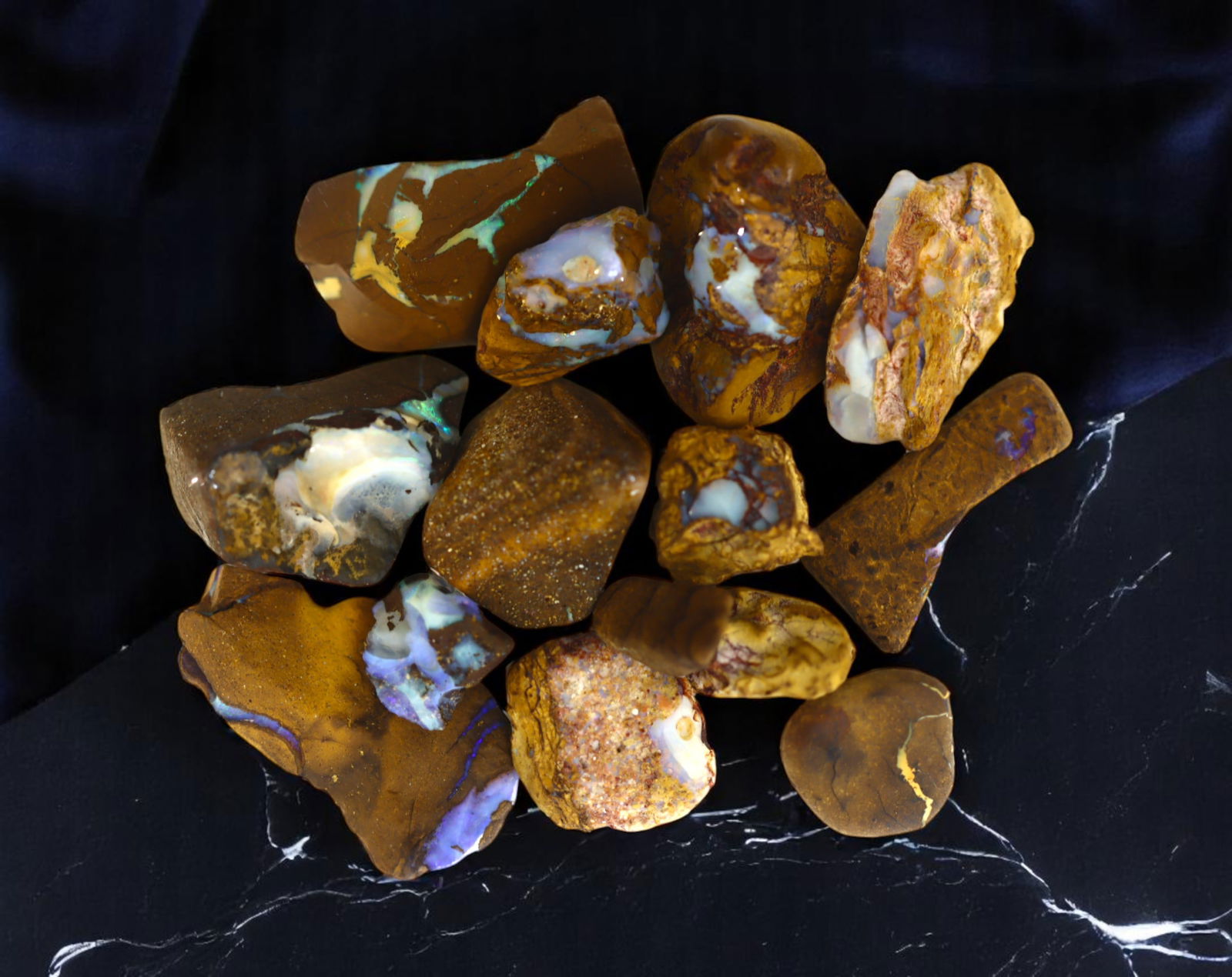 AUSTRALIAN MATRIX BOULDER OPAL SPECIMEN LOT - Irregular Rough Forms (10-20 mm each) (1 of 1)