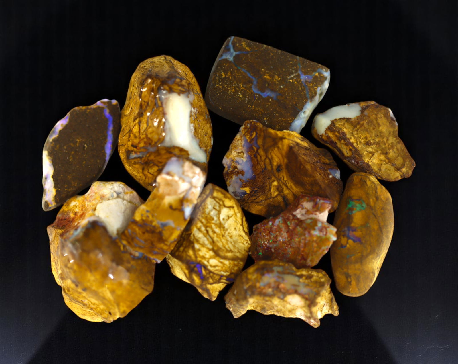 AUSTRALIAN MATRIX BOULDER OPAL SPECIMEN LOT - Irregular Rough Forms (10-20 mm each) (1 of 1)