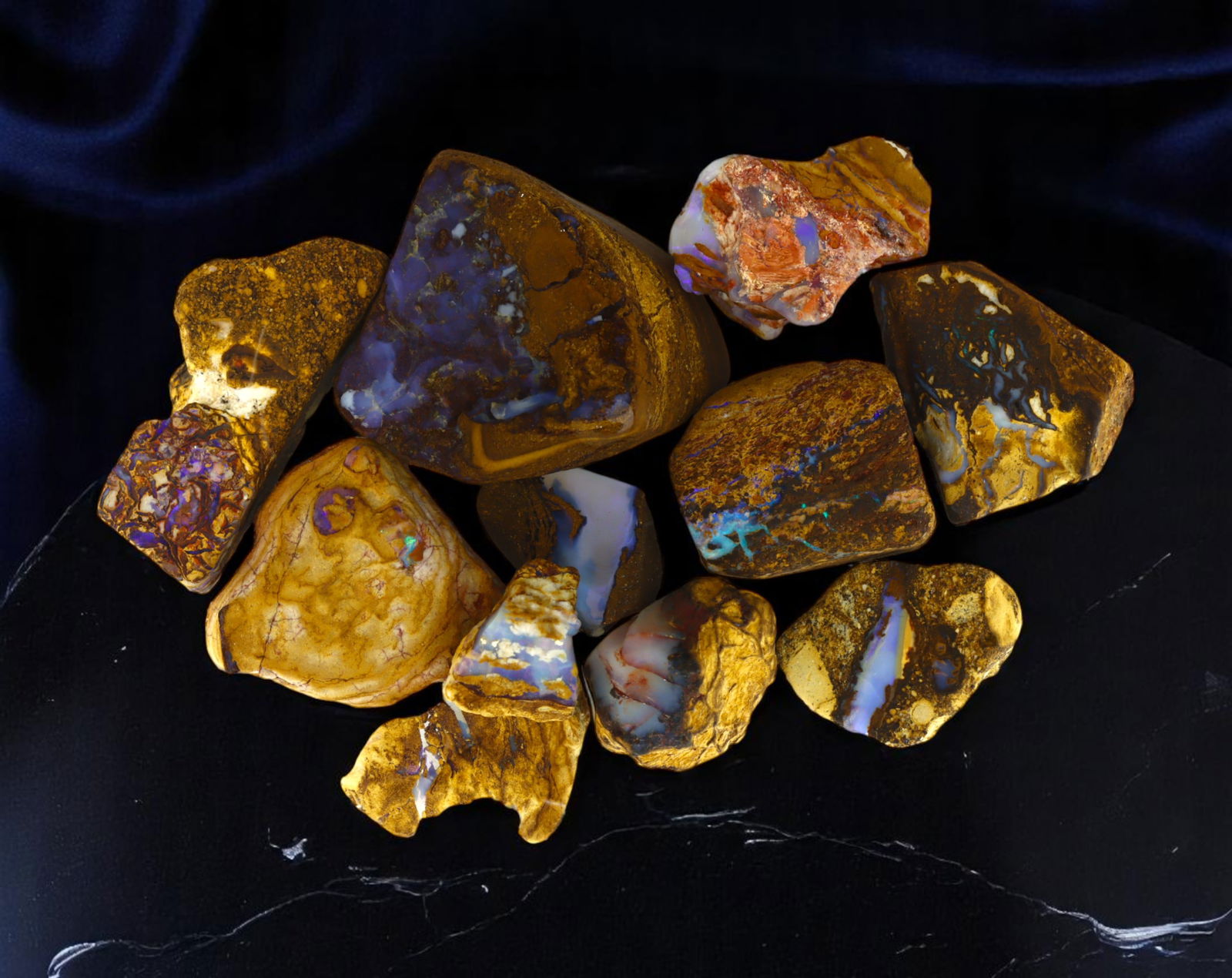AUSTRALIAN MATRIX BOULDER OPAL SPECIMEN LOT - Irregular Rough Forms (10-20 mm each) (1 of 1)
