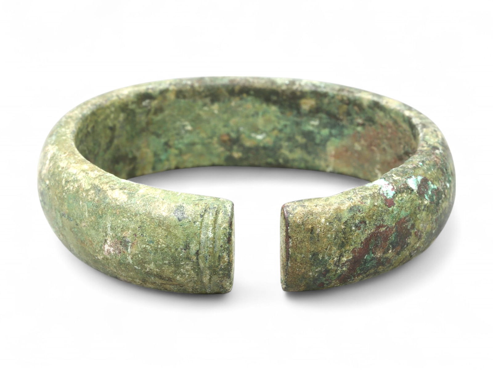 Ancient Celtic Broad-Band Bronze Trade Bracelet, Grooved Terminal Torque, c. 800-500 BCE (1 of 2)