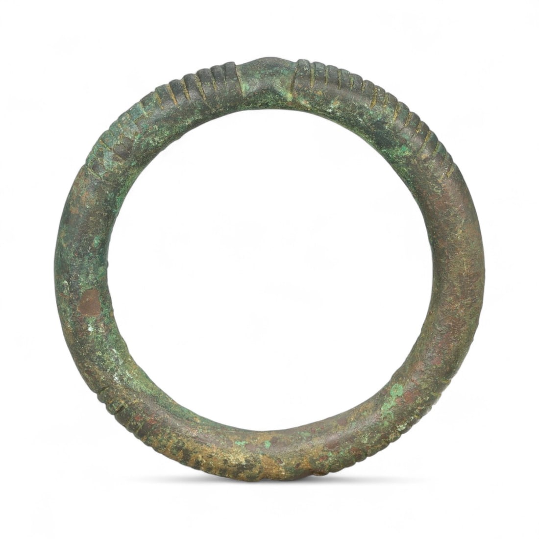 Ancient Parthian Heavy Bronze Ribbed Bracelet of Status, c. 1st Century BCE - 2nd Century CE (1 of 2)