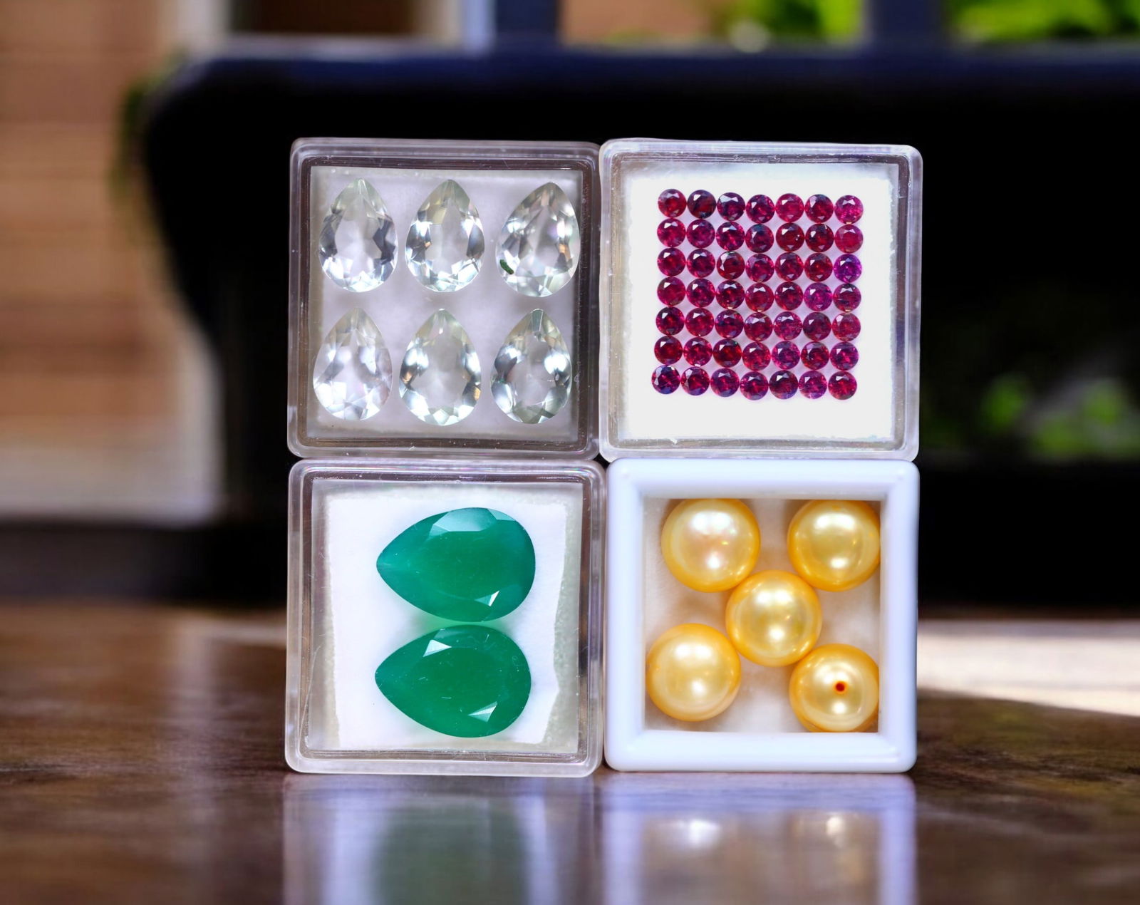 Garden of Light - Rhodolite Garnet, Green Amethyst, Golden Pearl, and Green Onyx Collection (1 of 1)