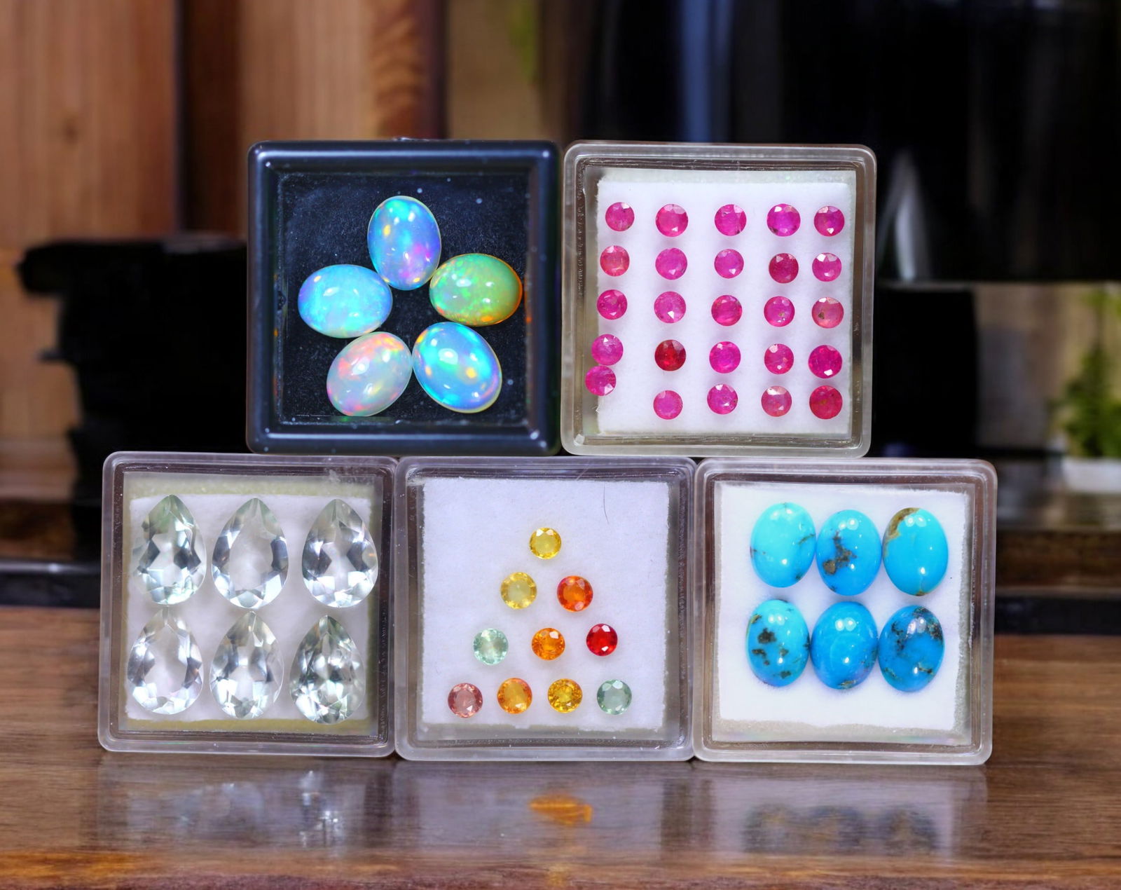 Prism Constellation - Ruby, Green Amethyst, Opal, Fancy Sapphire, and Arizona Turquoise Collection (1 of 1)