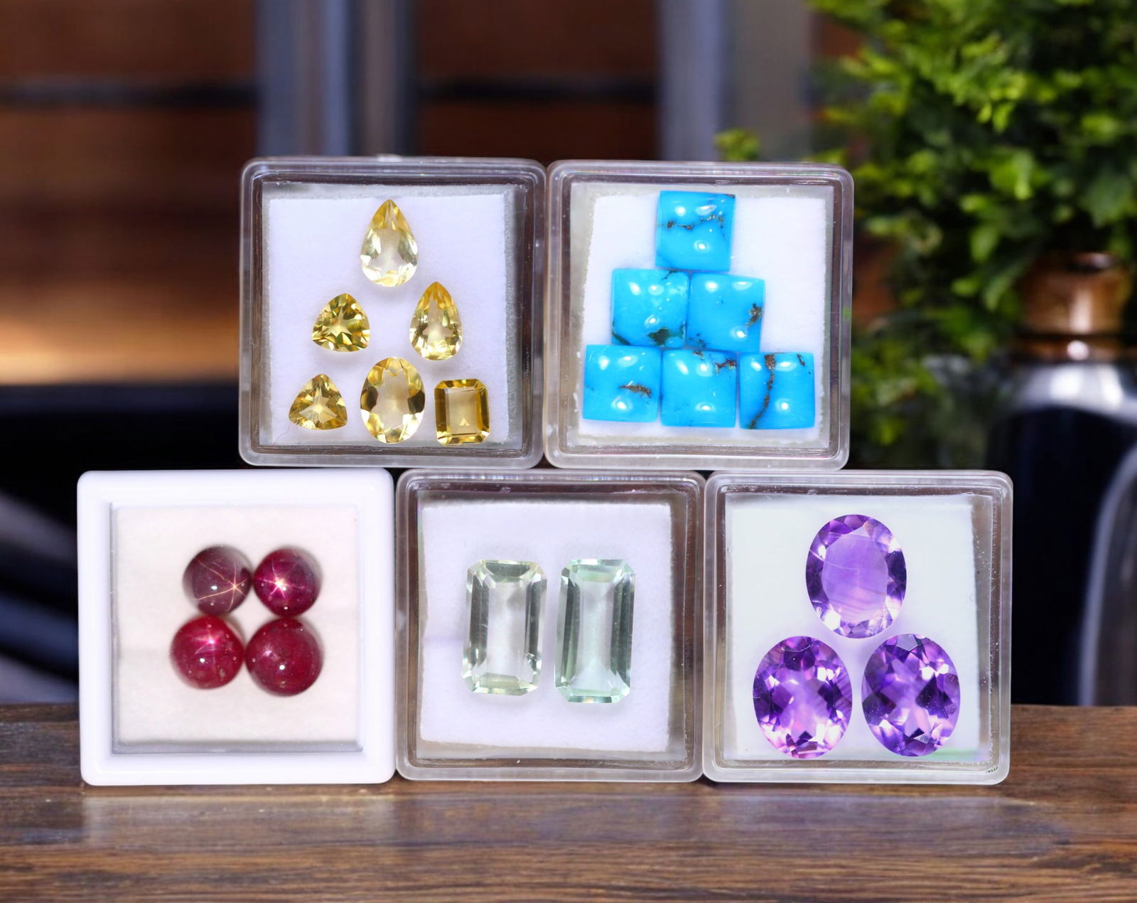 Solar Alignment - Star Ruby, Citrine, Amethyst, Arizona Turquoise, and Green Amethyst Collection (1 of 1)