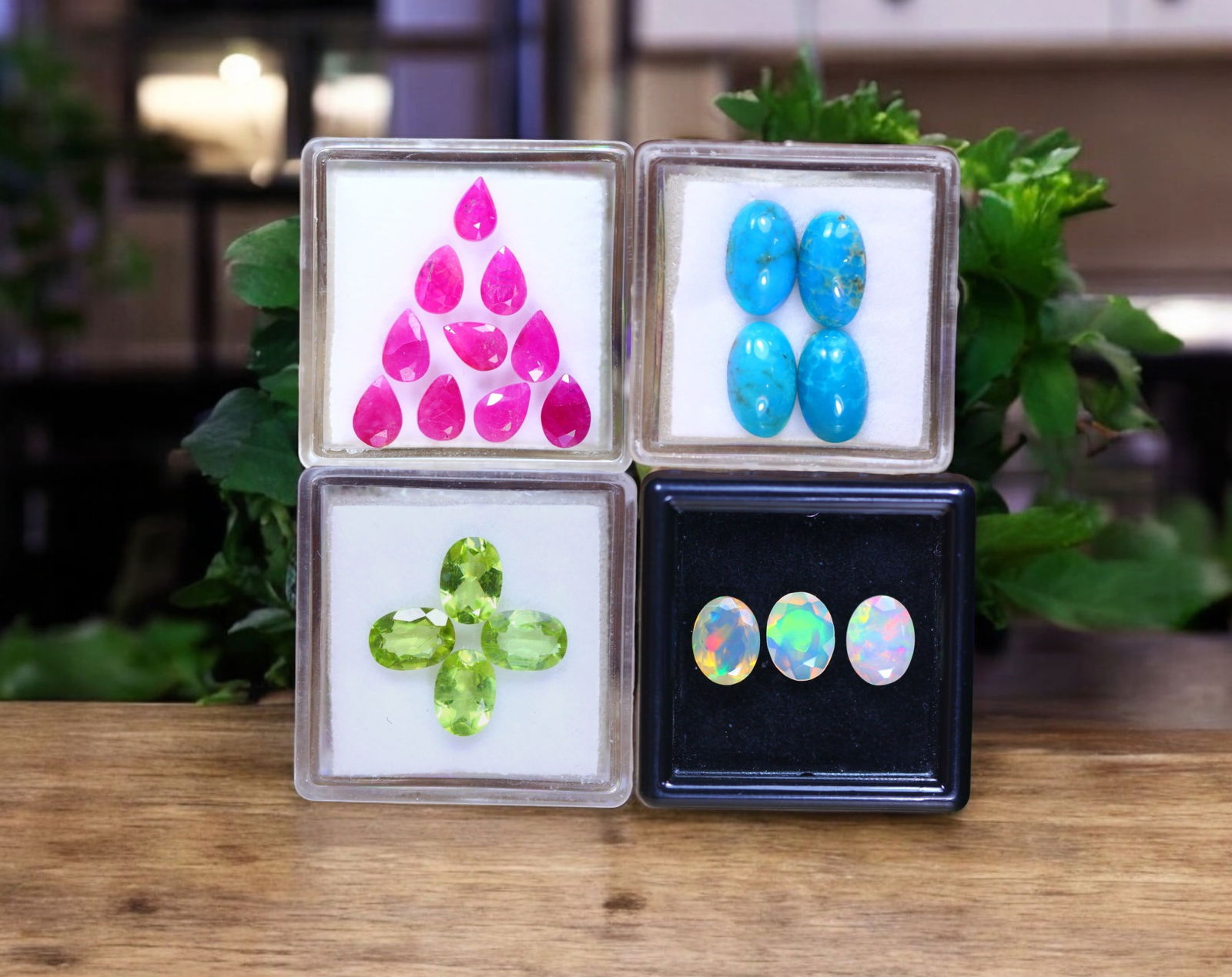 Celestial Radiance - Ruby, Arizona Turquoise, Peridot, and Faceted Opal Collection (1 of 1)