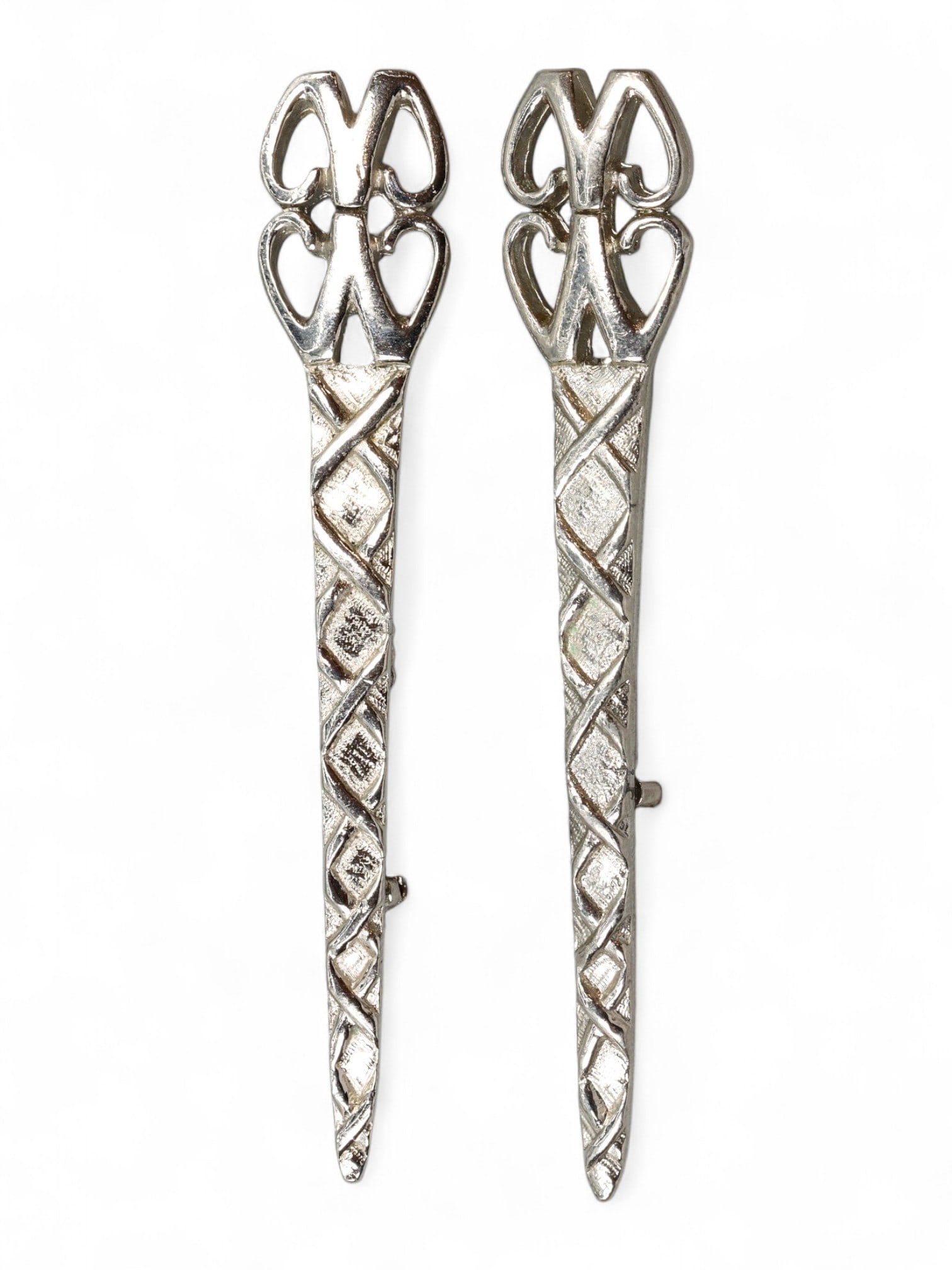 ART DECO Revival Sword-Motif Brooch Pair - Lattice Detailing (8 cm, Pair) (1 of 2)