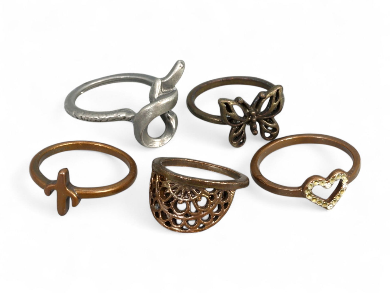 MID-CENTURY MODERNIST Ring Lot - Sculptural Forms & Whimsical Motifs (5-9 US, Lot of 5) (1 of 1)