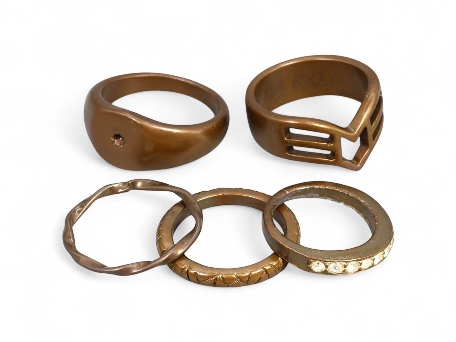 ARCHITECTURAL & MINIMALIST Ring Lot - Bronzed Forms & Modern Linework (5-9 US, Lot of 5) (1 of 1)