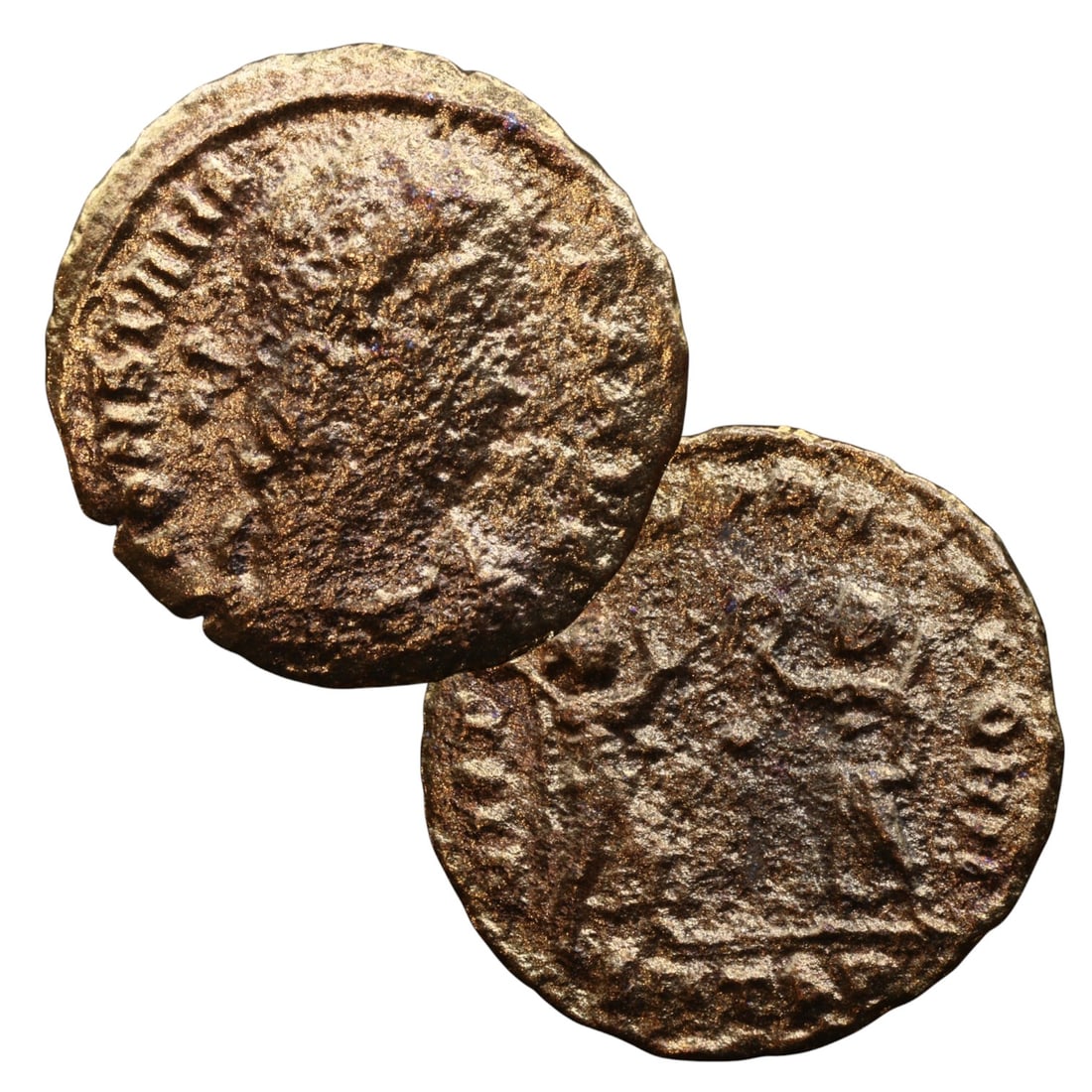 ANCIENT ROMAN EMPIRE: Ancient AE Bronze Coin Issue, 16mm: Issued during one of the most transformative epochs of the Roman Empire, this bronze coin embodies the endurance and adaptability of Roman statecraft across centuries. Its compact flan and timeworn su