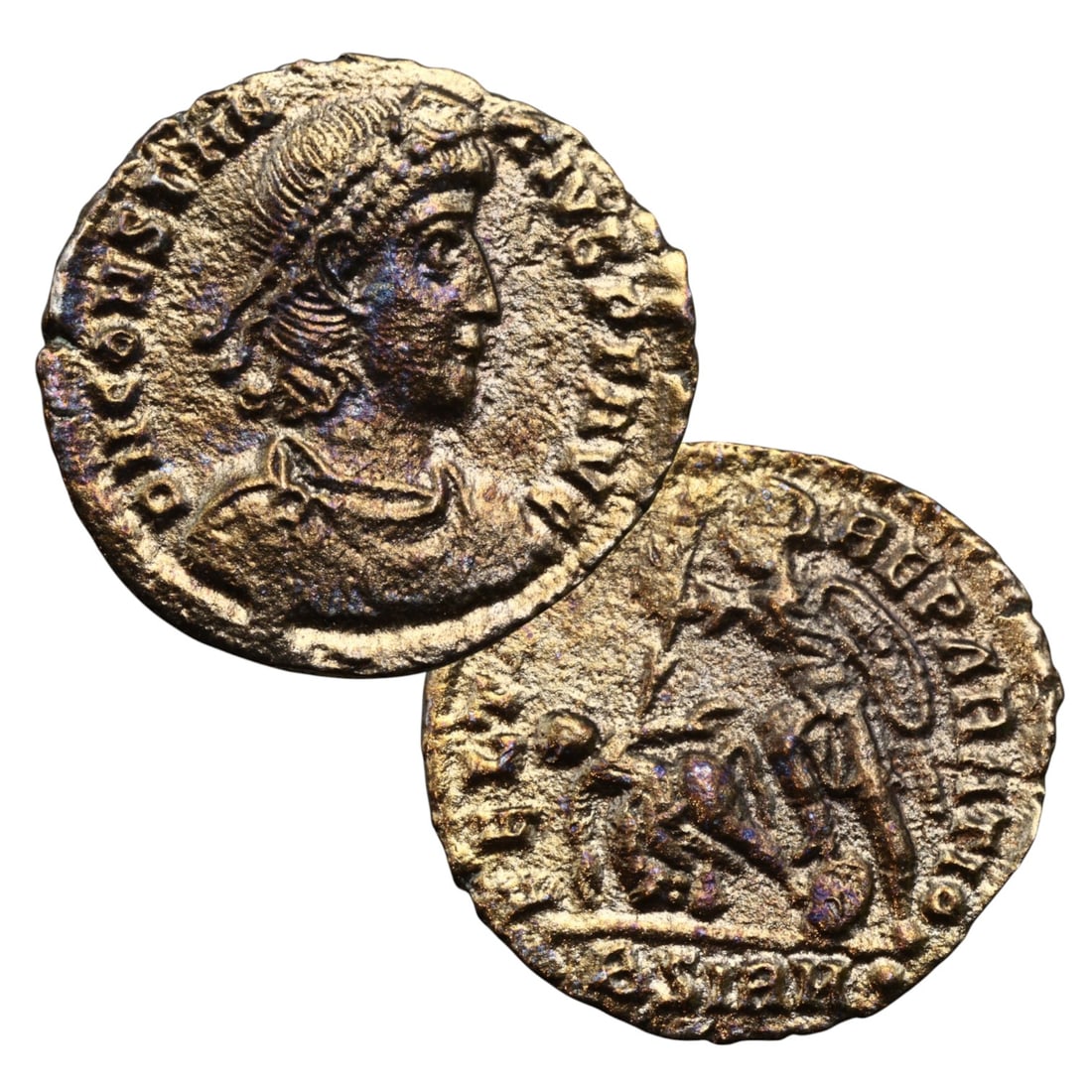 ANCIENT ROMAN EMPIRE: Ancient AE Bronze Coin Issue, 18mm: Issued during one of the most transformative epochs of the Roman Empire, this bronze coin embodies the endurance and adaptability of Roman statecraft across centuries. Its compact flan and timeworn su