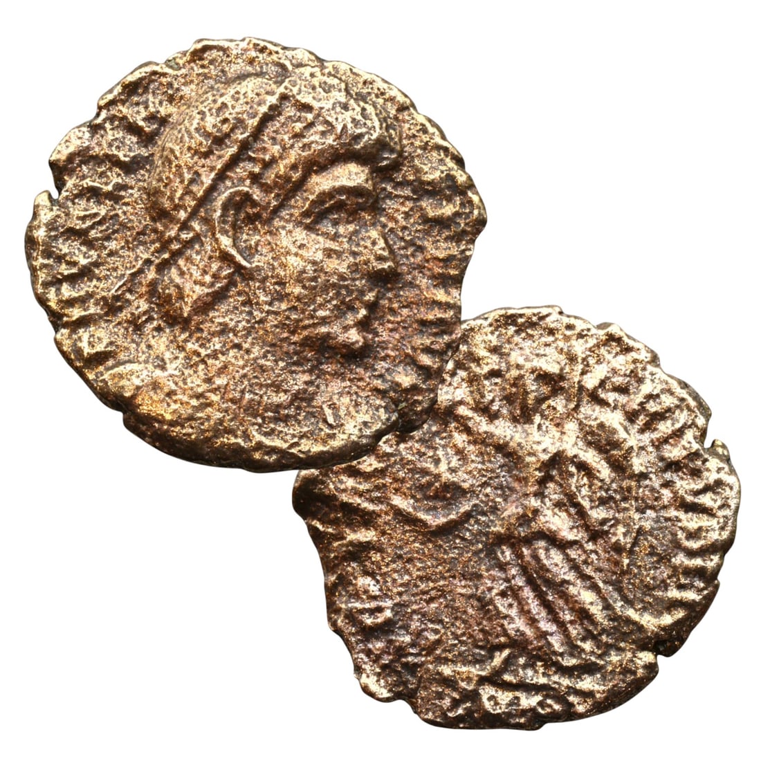 ANCIENT ROMAN EMPIRE: Ancient AE Bronze Coin Issue, 17mm: Issued during one of the most transformative epochs of the Roman Empire, this bronze coin embodies the endurance and adaptability of Roman statecraft across centuries. Its compact flan and timeworn su