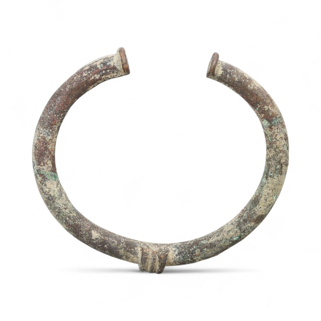 Ancient Roman Armilla Bronze Bracelet with Trumpet Terminals, c. 1st-3rd Century CE (1 of 2)