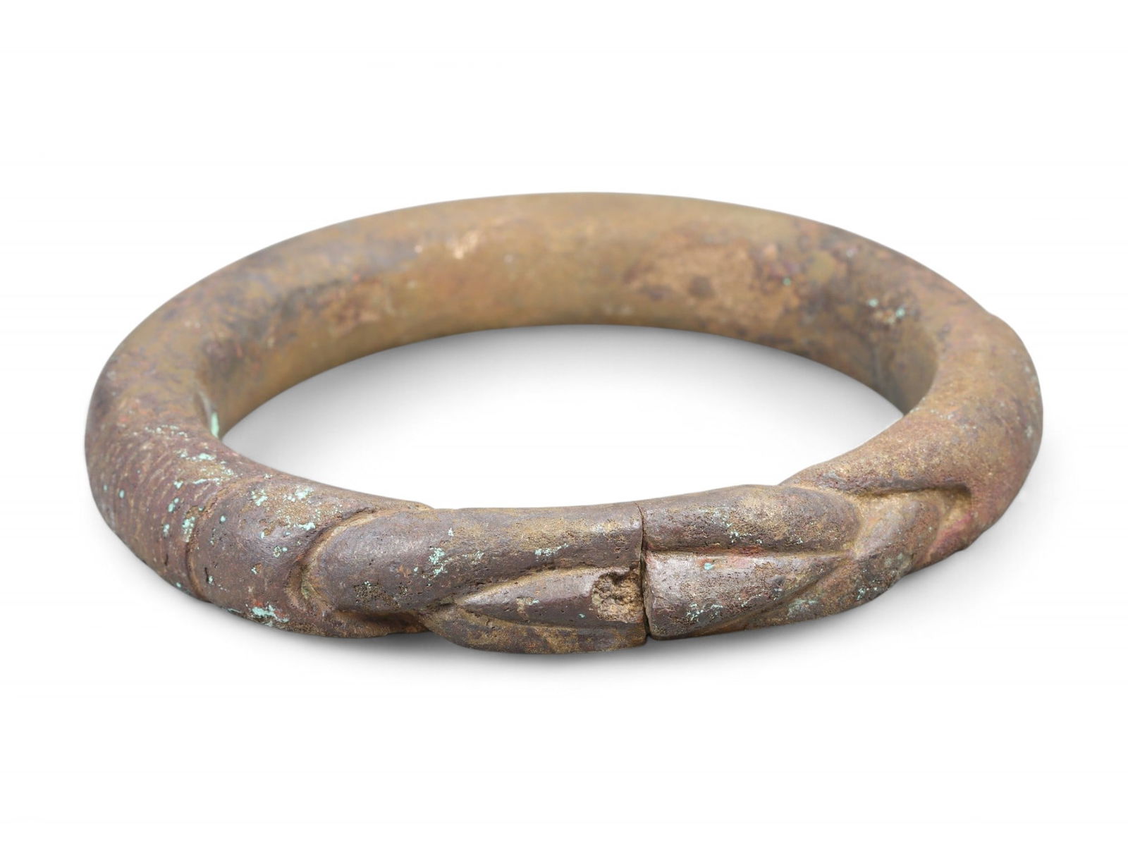 Ancient Parthian Interlocking Beast-Head Bronze Ritual Bracelet, c. 1st-2nd Century CE (1 of 2)