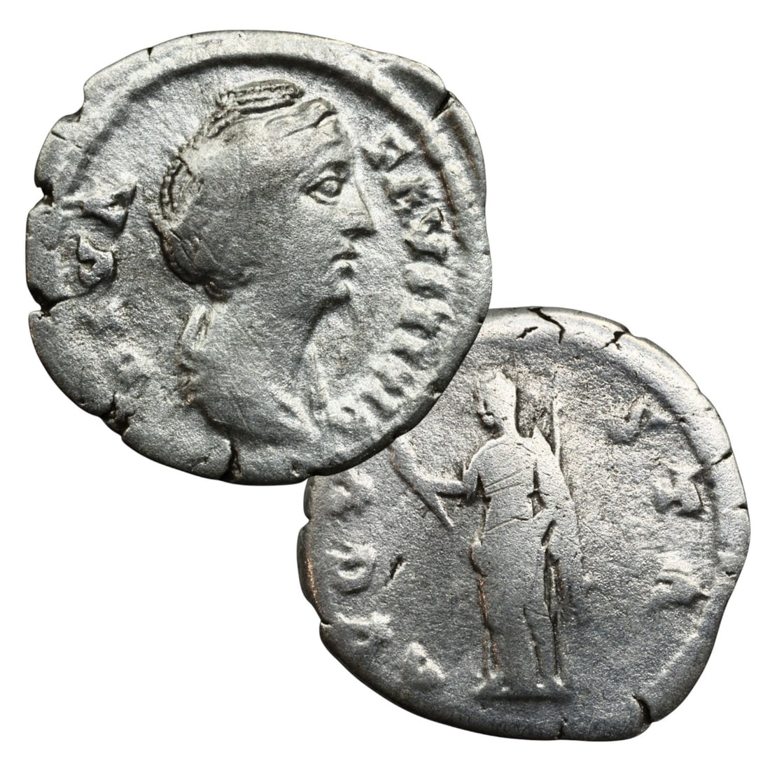 Ancient Roman Silver Denarius of Diva Faustina I, Posthumous Issue, c. 140-141 CE (1 of 3)