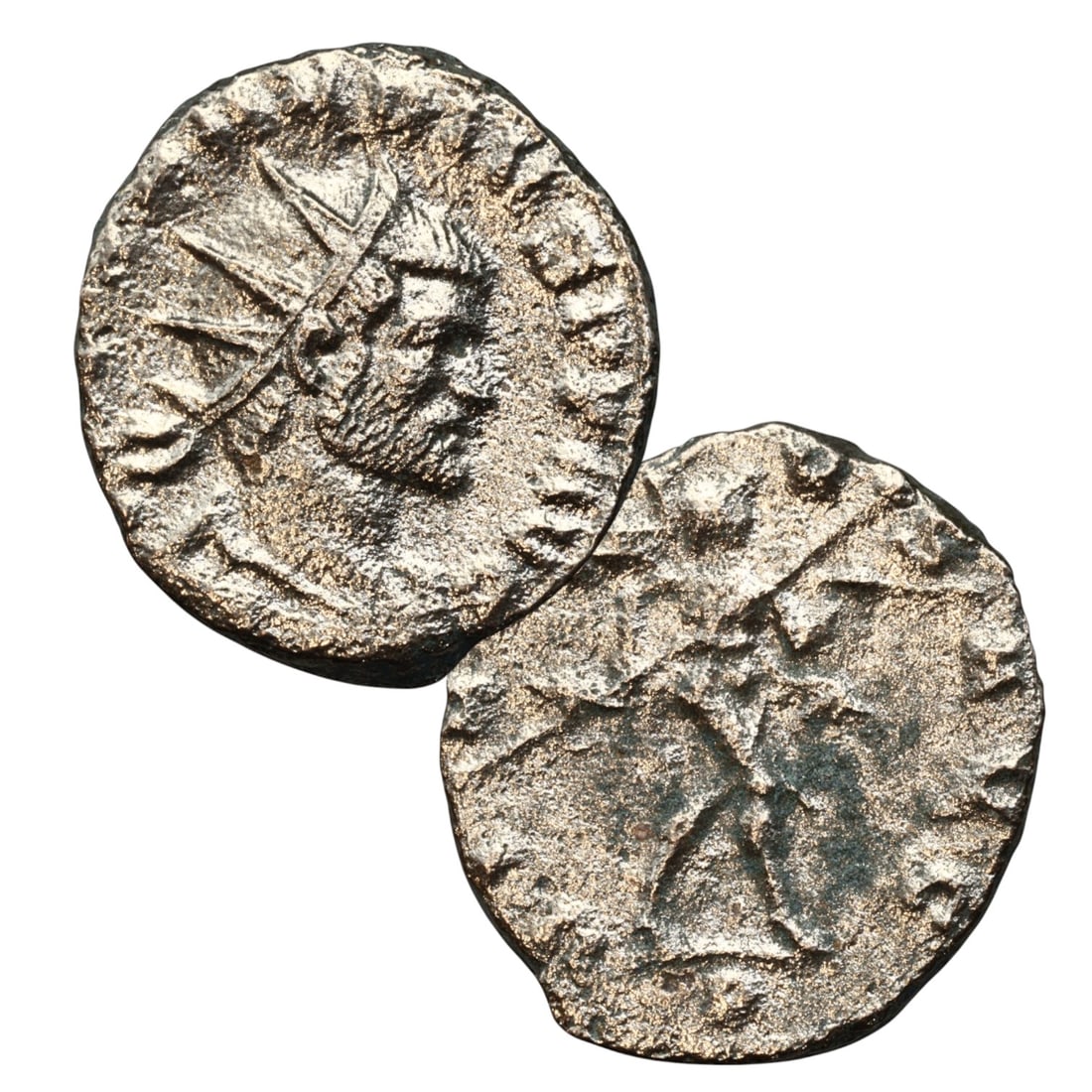 Ancient Roman Claudius II Gothicus Radiate Virtus Silvered Antoninianus Coin, c. 268-270 CE (1 of 3)
