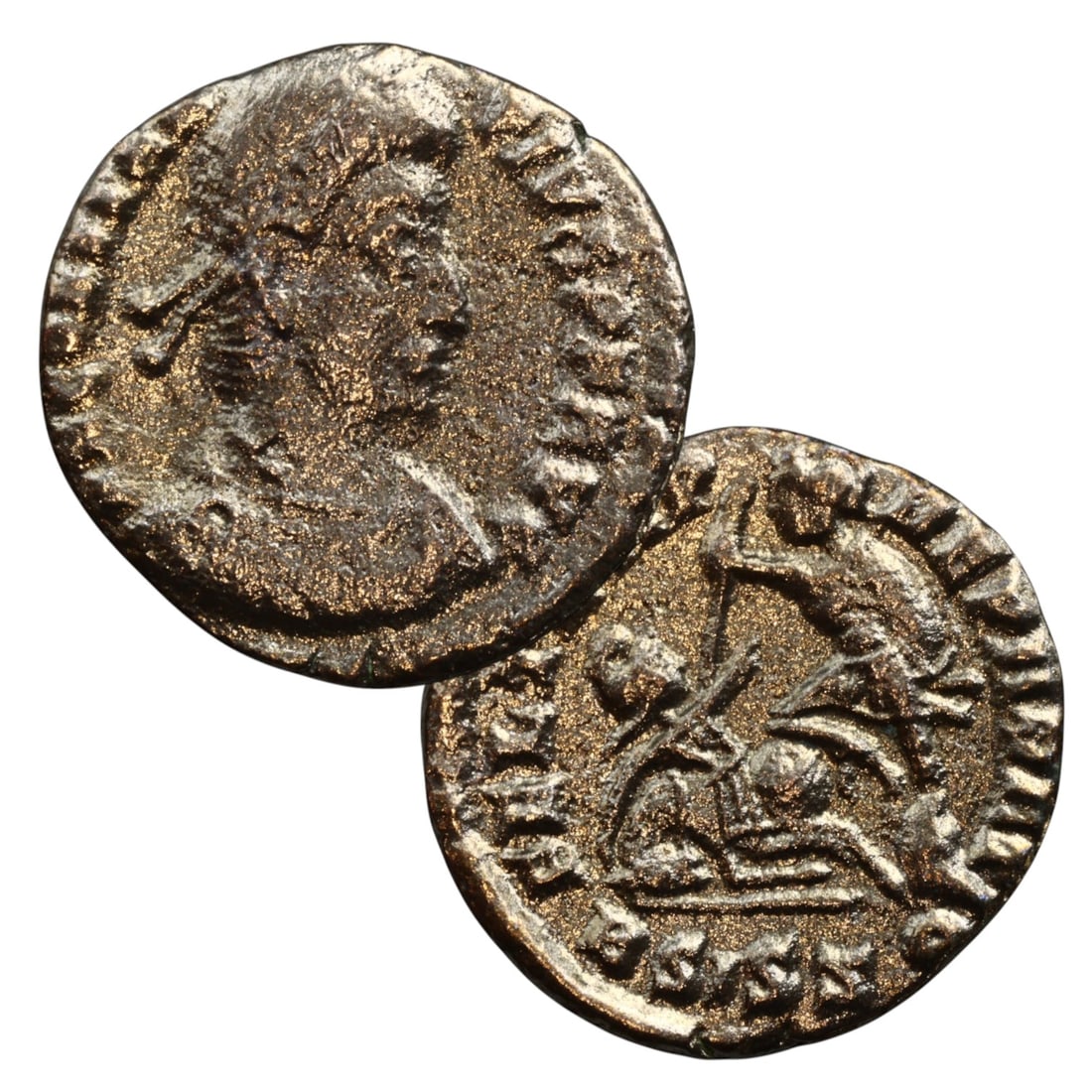 Ancient Roman Constantius II AE Bronze Centenionalis - Soldier vs. Fallen Horseman, c. 351-355 CE (1 of 3)