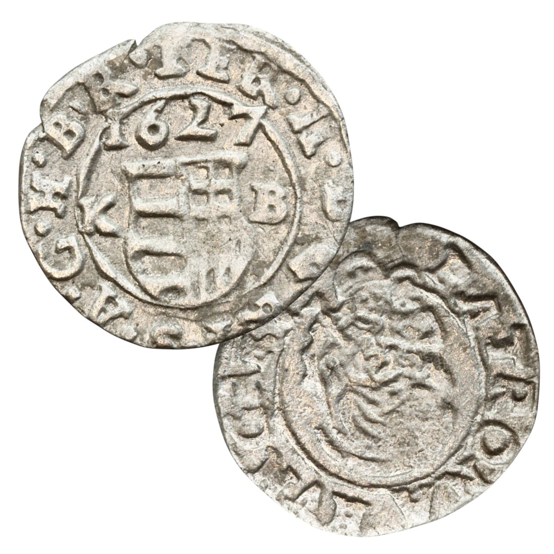 Ancient Medieval Hungarian Ferdinand II Crowned Madonna Silver Denar, Kremnitz Mint, 1627 (1 of 3)