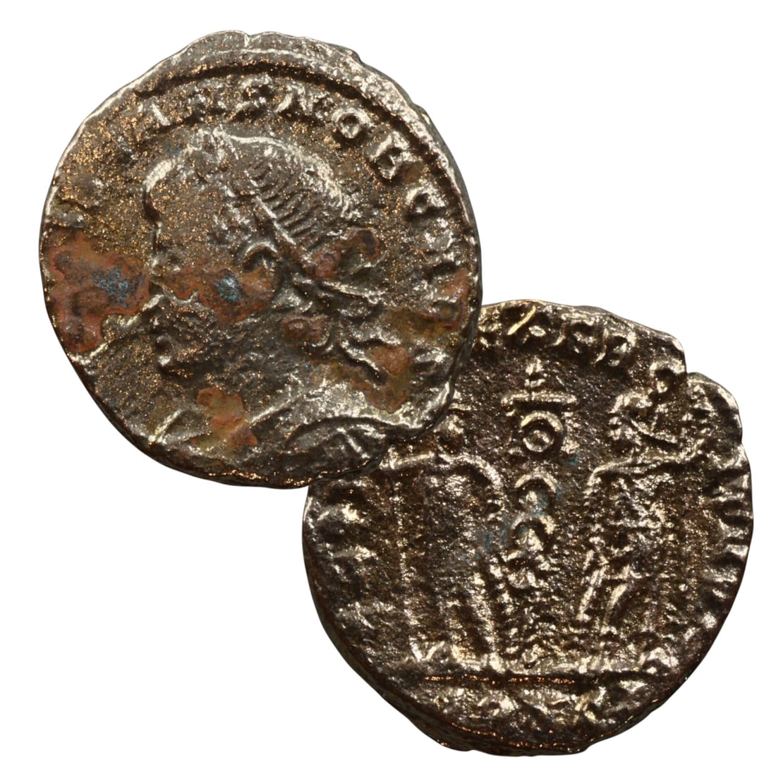 ANCIENT ROMAN EMPIRE: Ancient AE Bronze Coin Issue, 15mm: Issued during one of the most transformative epochs of the Roman Empire, this bronze coin embodies the endurance and adaptability of Roman statecraft across centuries. Its compact flan and timeworn su