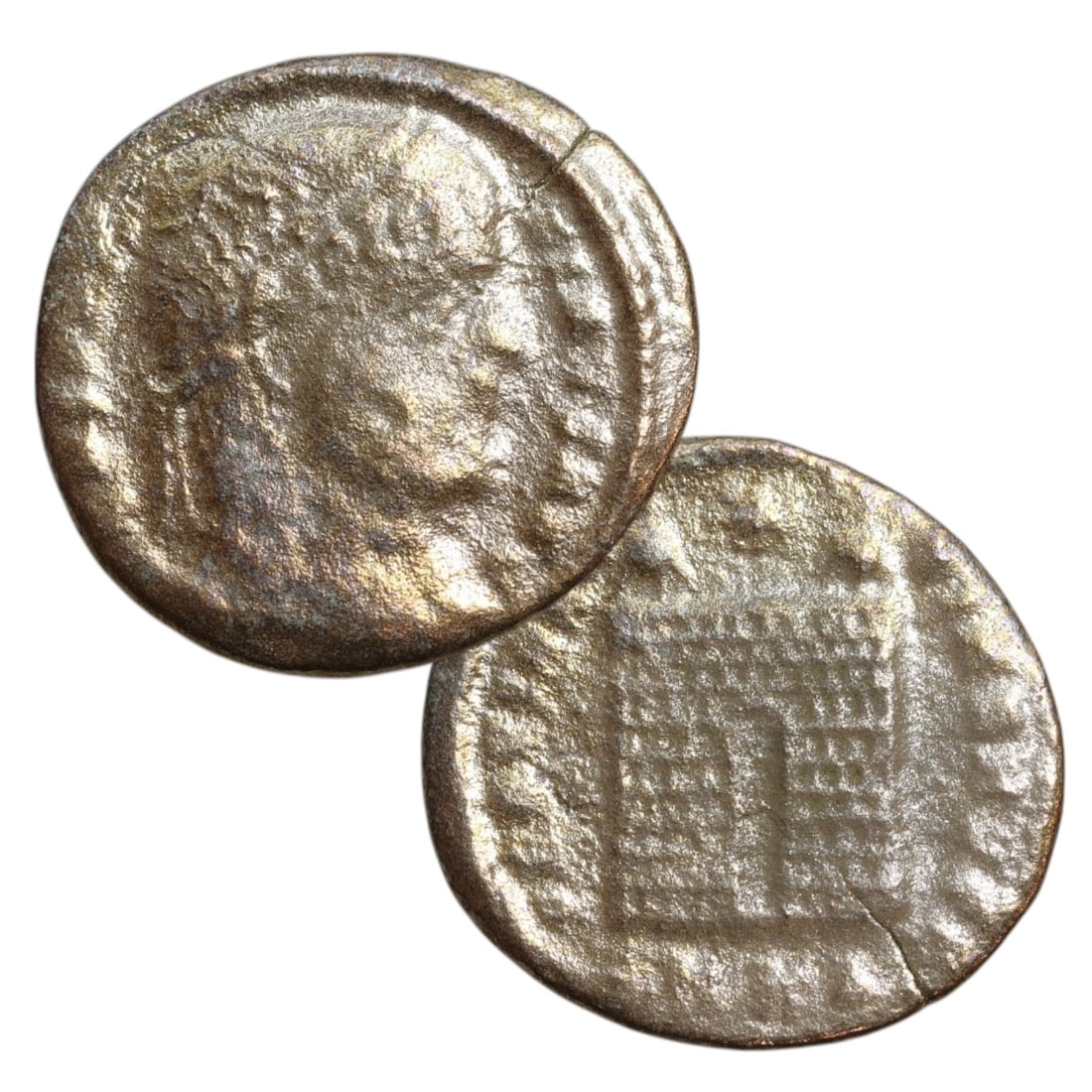 ANCIENT ROMAN EMPIRE: Ancient AE Bronze Coin Issue, 18mm: Issued during one of the most transformative epochs of the Roman Empire, this bronze coin embodies the endurance and adaptability of Roman statecraft across centuries. Its compact flan and timeworn su