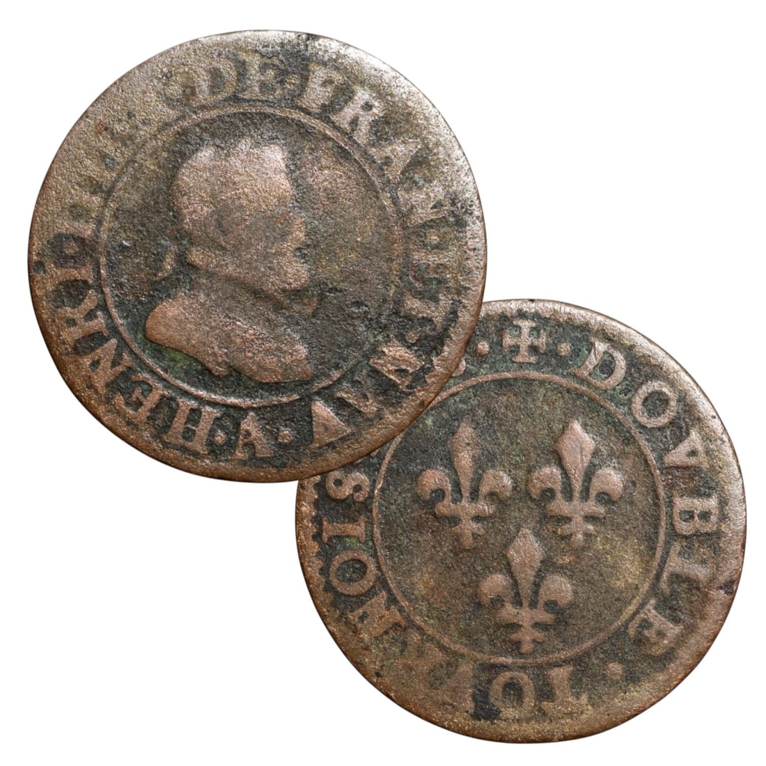 FRANCE: Henry IV - Royal Authority Double Tournois Coin, 1598, 21mm: Struck during the consolidation of Bourbon power, this 1598 Double Tournois reflects the resolute authority of King Henry IV, whose reign marked a critical pivot from civil war to national stability. 