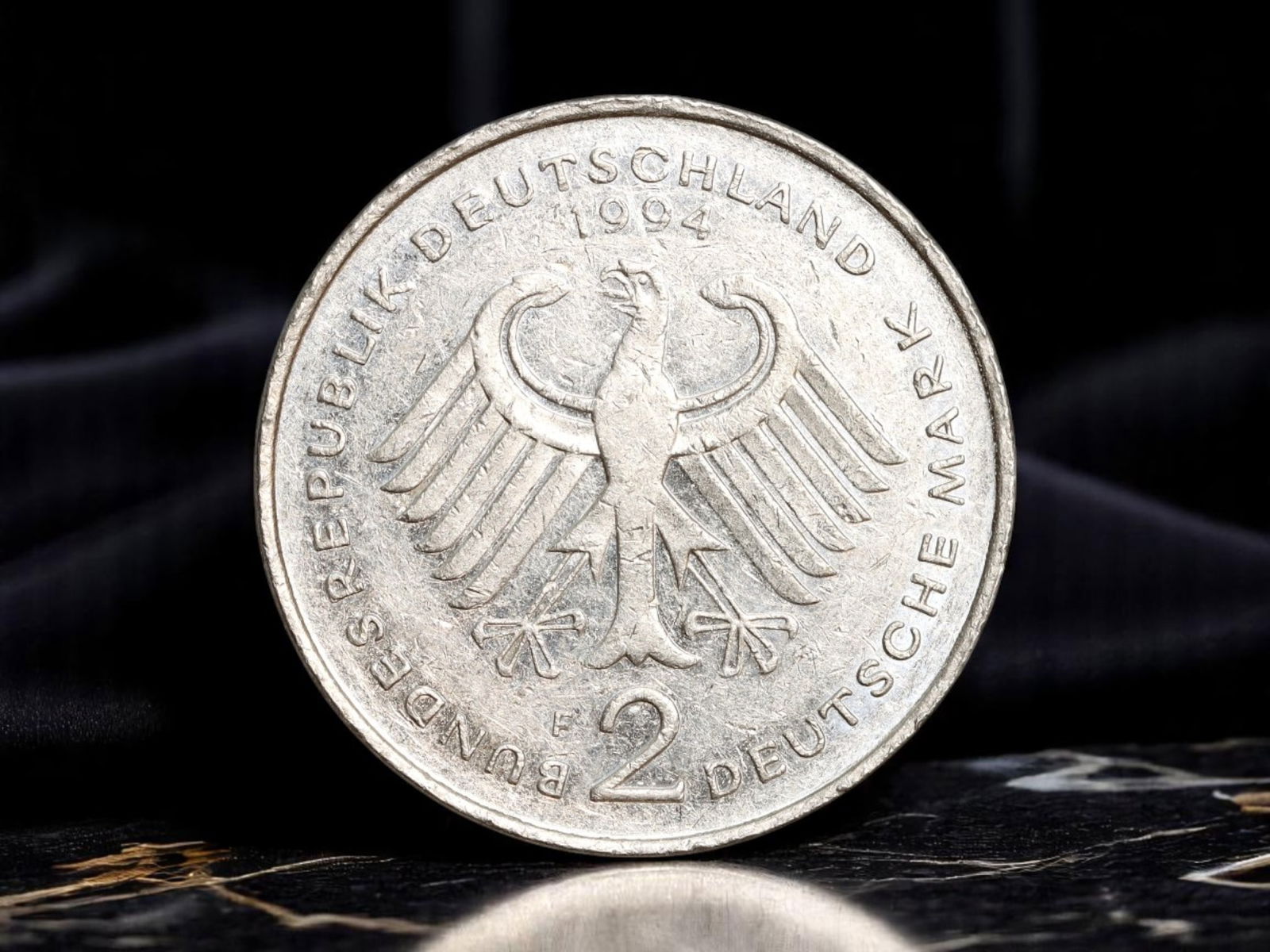 GERMANY: Democratic Legacy - Willy Brandt 2 Deutsche Mark Coin, 1994 F, 26mm (1 of 2)