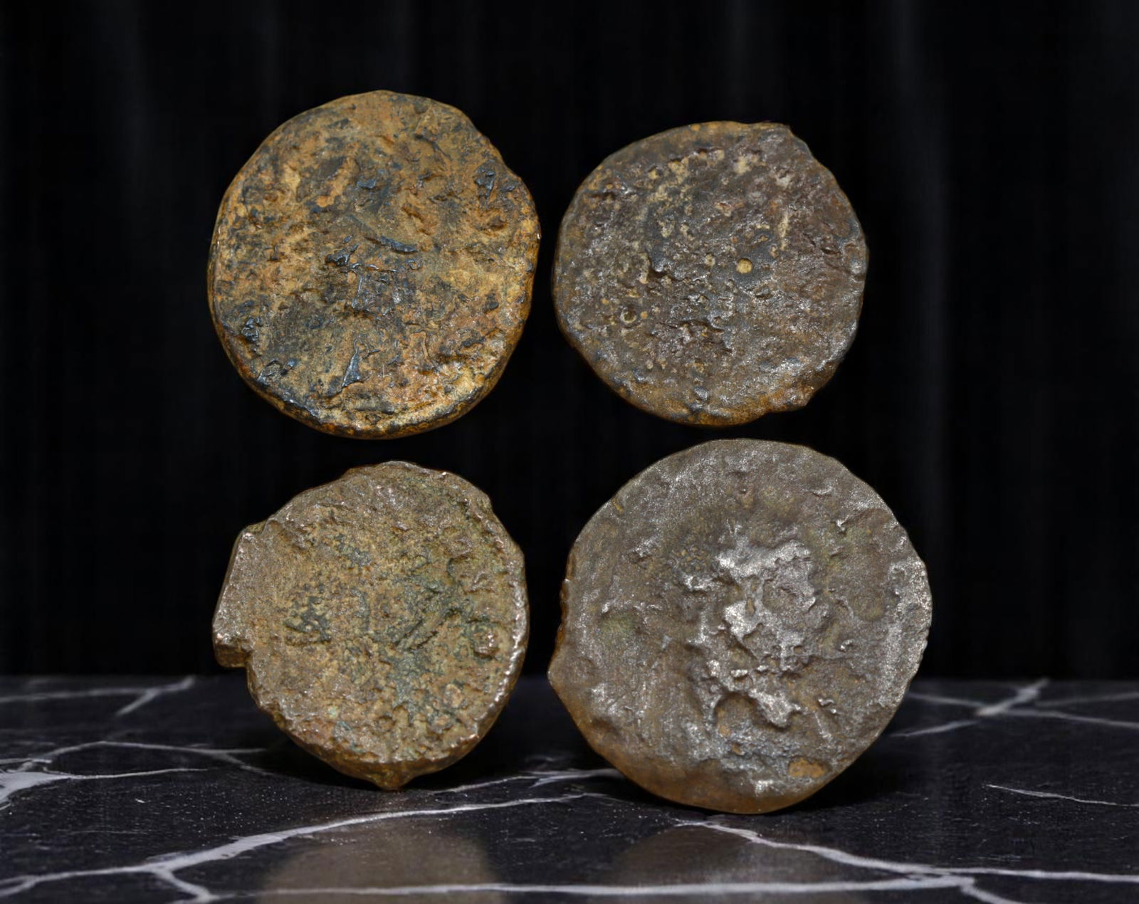 ROMAN EMPIRE: Imperial Circulation - Lot of 4 AE3 Bronze Coins, 1st-4th Century AD, 15-18mm (1 of 2)
