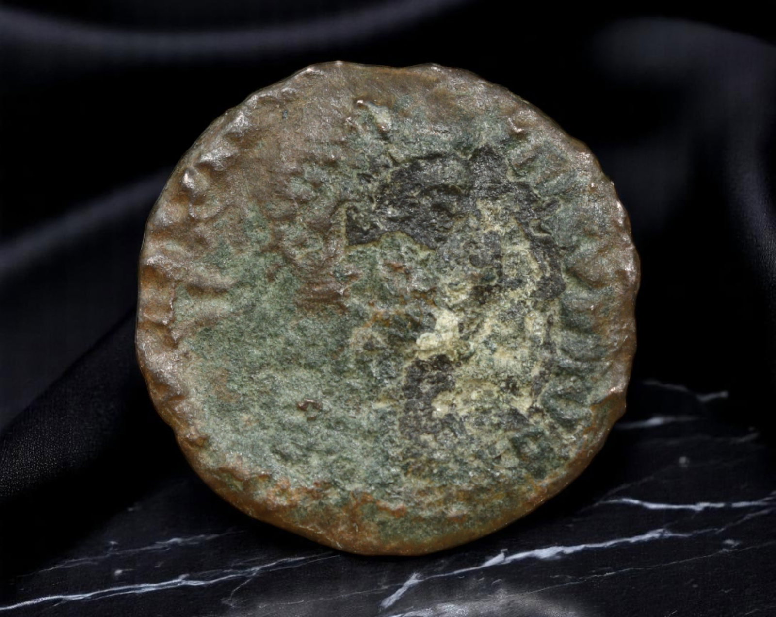 ROMAN EMPIRE: Ancient AE Coin Bronze Issue, 18mm: Issued during one of the most transformative epochs of the Roman Empire, this bronze coin embodies the endurance and adaptability of Roman statecraft across centuries. Its compact flan and timeworn su