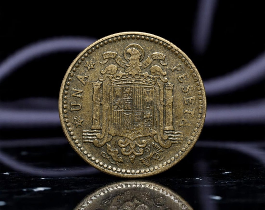 SPAIN: Franco Regime - Nationalist Armorial One Peseta Coin, 1950 Star Date, 20mm (1 of 2)
