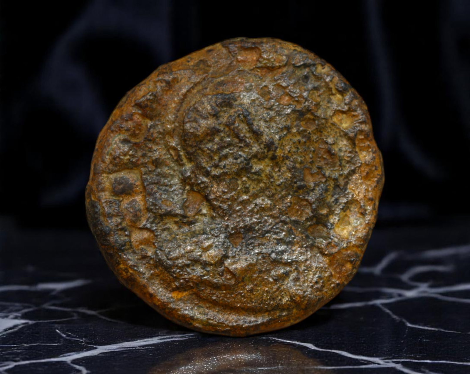 ROMAN EMPIRE: Ancient AE Coin Bronze Issue, 18mm: Issued during one of the most transformative epochs of the Roman Empire, this bronze coin embodies the endurance and adaptability of Roman statecraft across centuries. Its compact flan and timeworn su