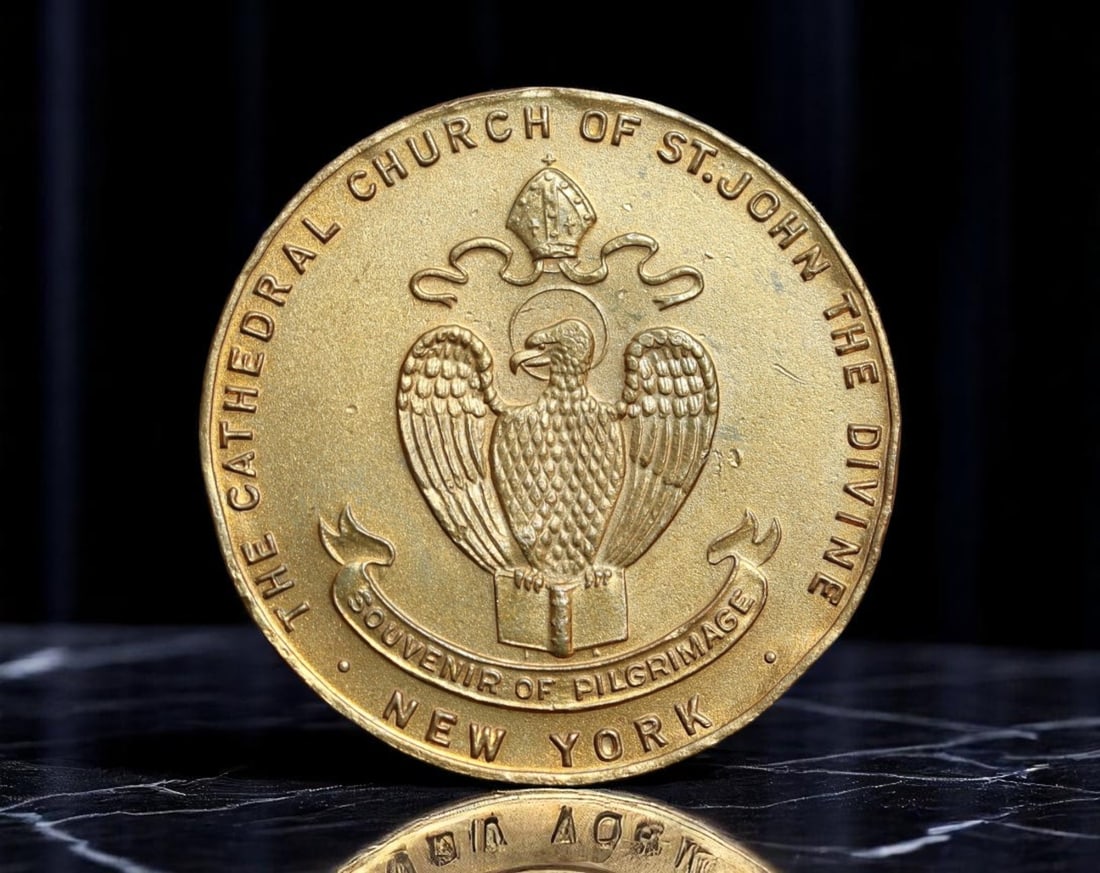 UNITED STATES: Cathedral Church of St. John the Divine - Souvenir of Pilgrimage Coin, c.1950s (32mm) (1 of 2)