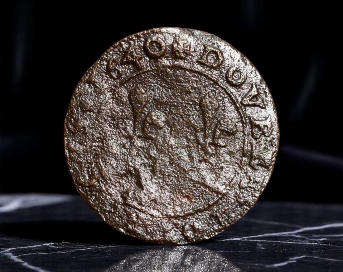 FRANCE: Louis XIII - War-Era Royalist Liard de France Coin, 1640 D Mint, 21mm: Struck during the height of the Thirty Years' War, this 1640 copper Liard encapsulates the martial and monarchical resolve of France under Louis XIII. The obverse presents a crowned shield with three 