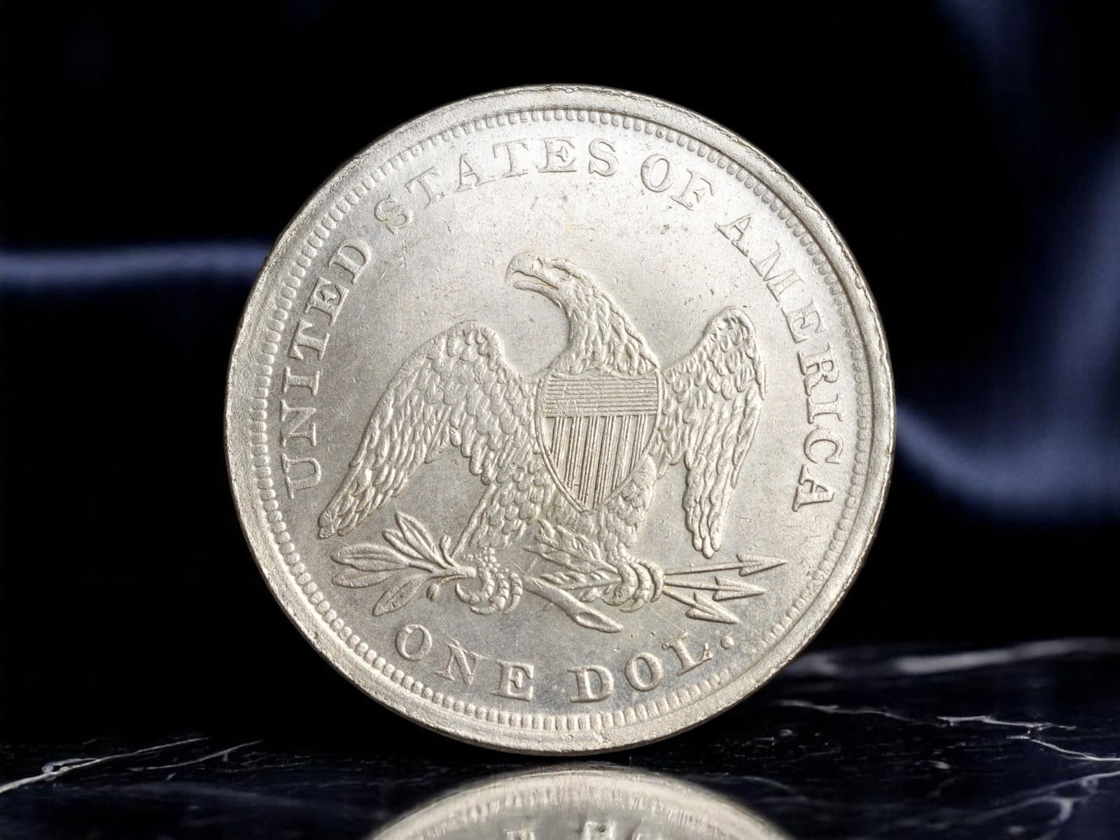 UNITED STATES: Liberty Seated - Heraldic Eagle One Dollar Coin (Modern Striking), 1847 Style, 37mm (1 of 2)