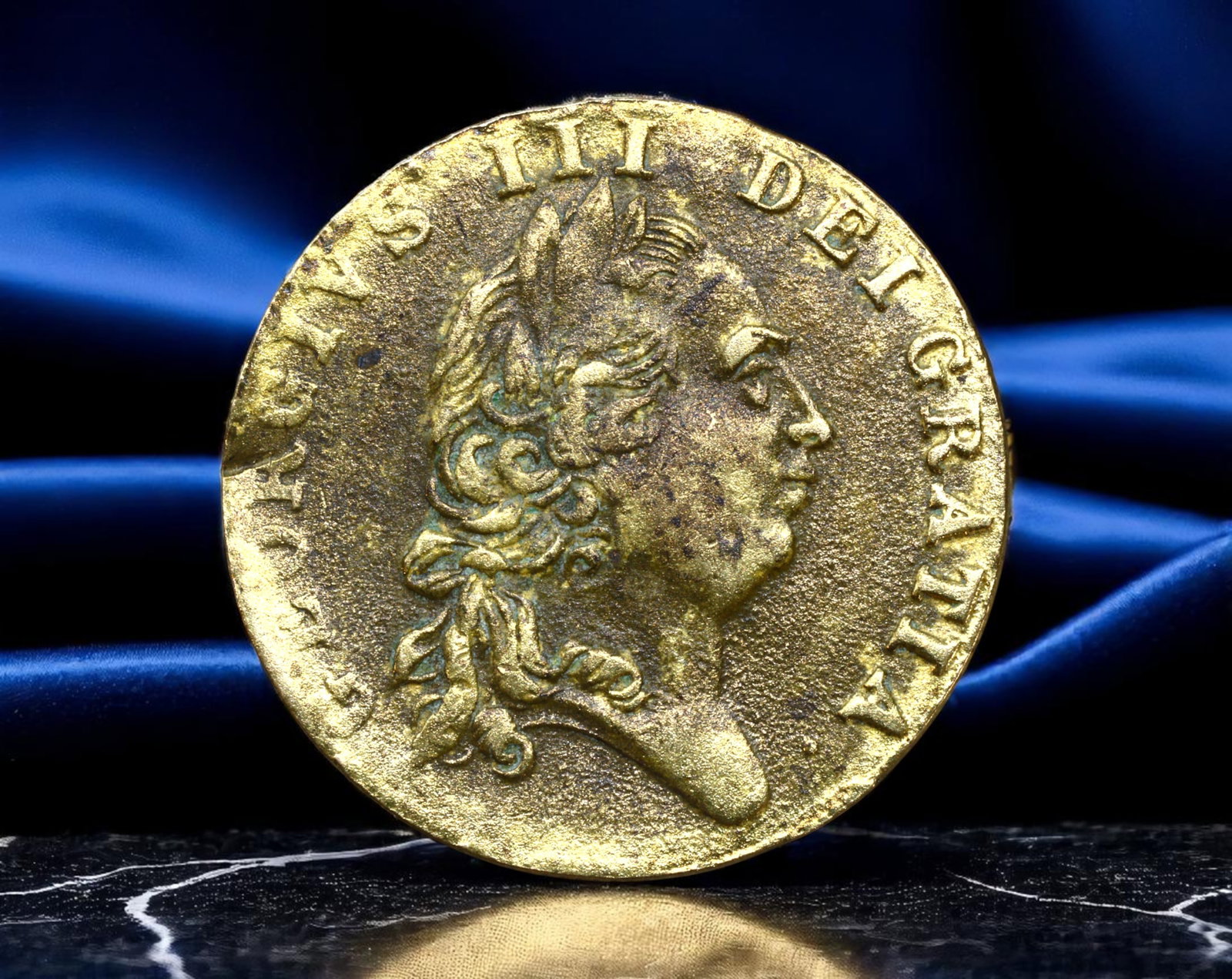 UNITED KINGDOM: George III - Spade Guinea Imitation Gaming Token, c. 1878-1881, 25mm (1 of 2)