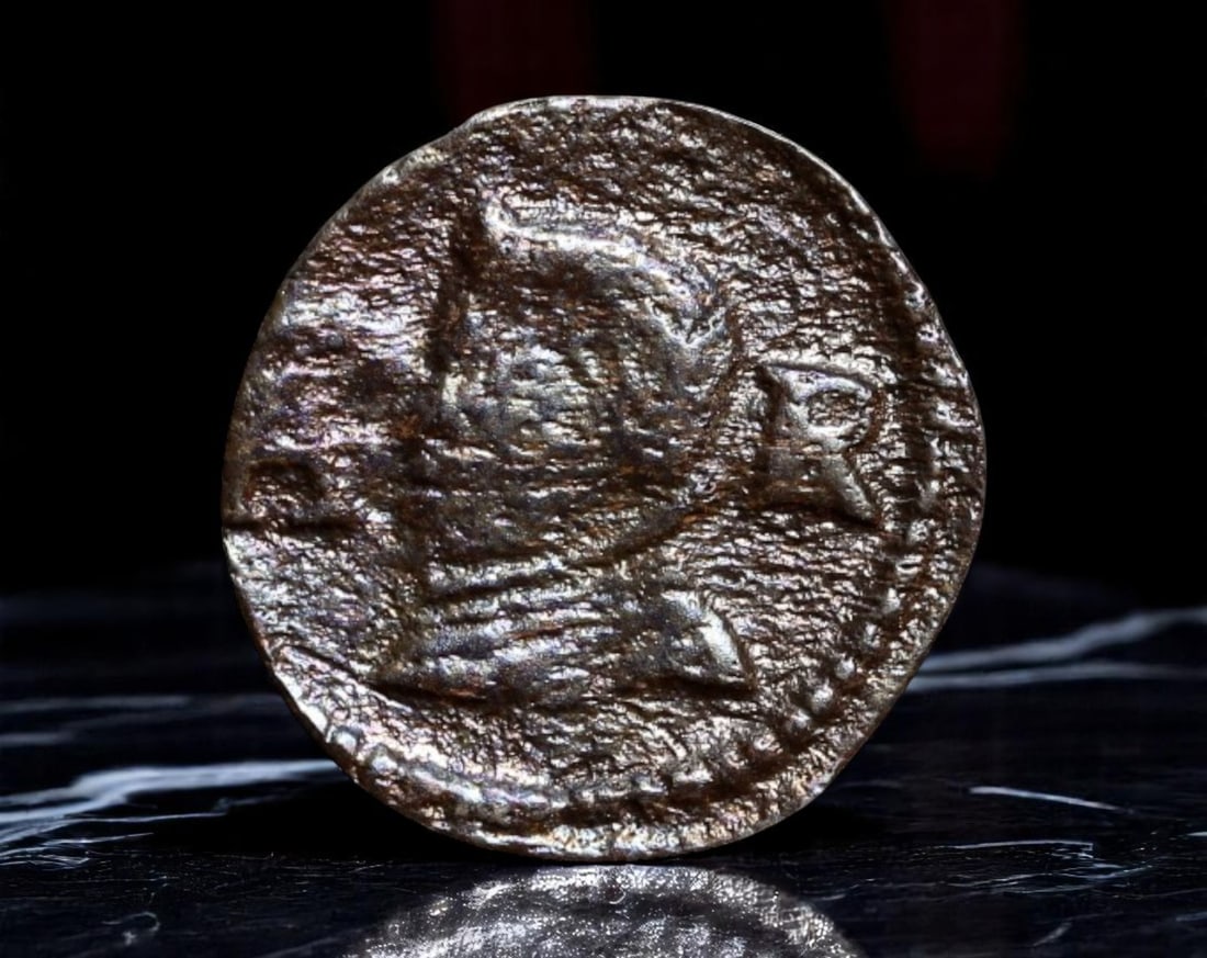 ROMAN EMPIRE: Ancient AE Coin Bronze Issue, 16mm: Issued during one of the most transformative epochs of the Roman Empire, this bronze coin embodies the endurance and adaptability of Roman statecraft across centuries. Its compact flan and timeworn su