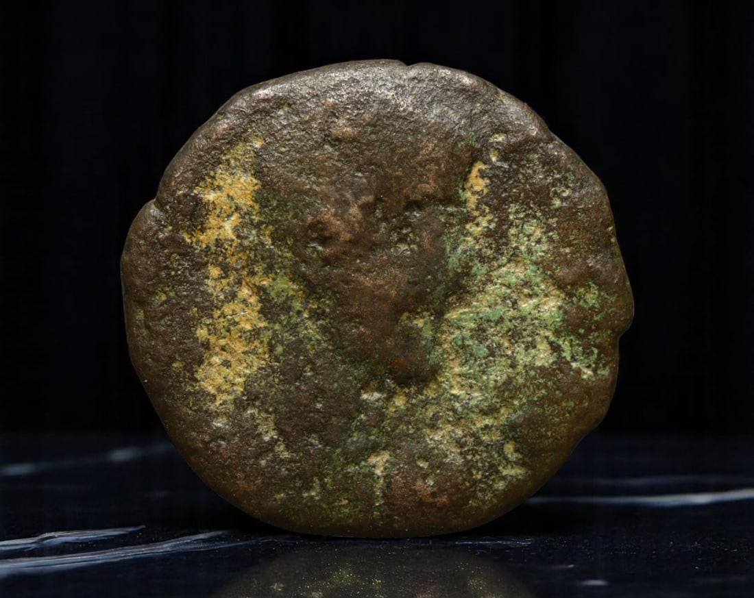 ROMAN EMPIRE: Ancient AE Coin Bronze Issue, 18mm: Issued during one of the most transformative epochs of the Roman Empire, this bronze coin embodies the endurance and adaptability of Roman statecraft across centuries. Its compact flan and timeworn su