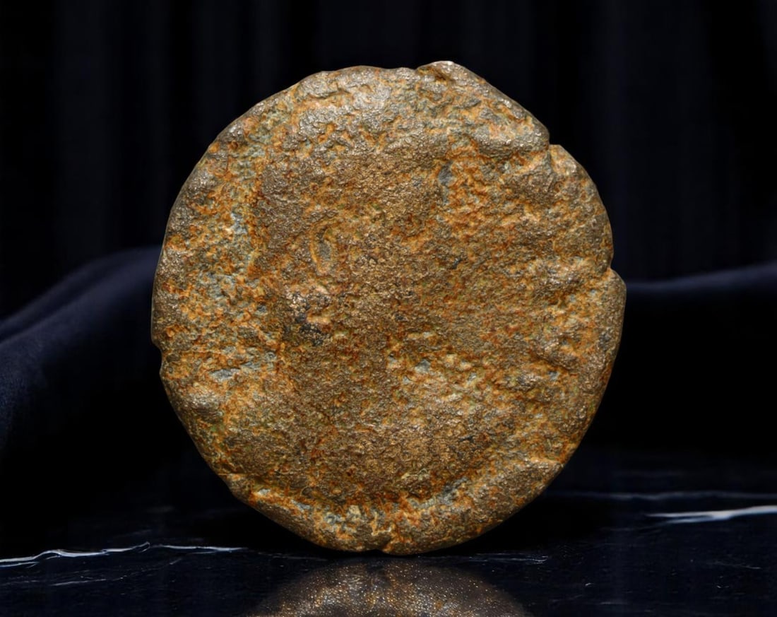 ROMAN EMPIRE: Ancient AE Coin Bronze Issue, 18mm: Issued during one of the most transformative epochs of the Roman Empire, this bronze coin embodies the endurance and adaptability of Roman statecraft across centuries. Its compact flan and timeworn su