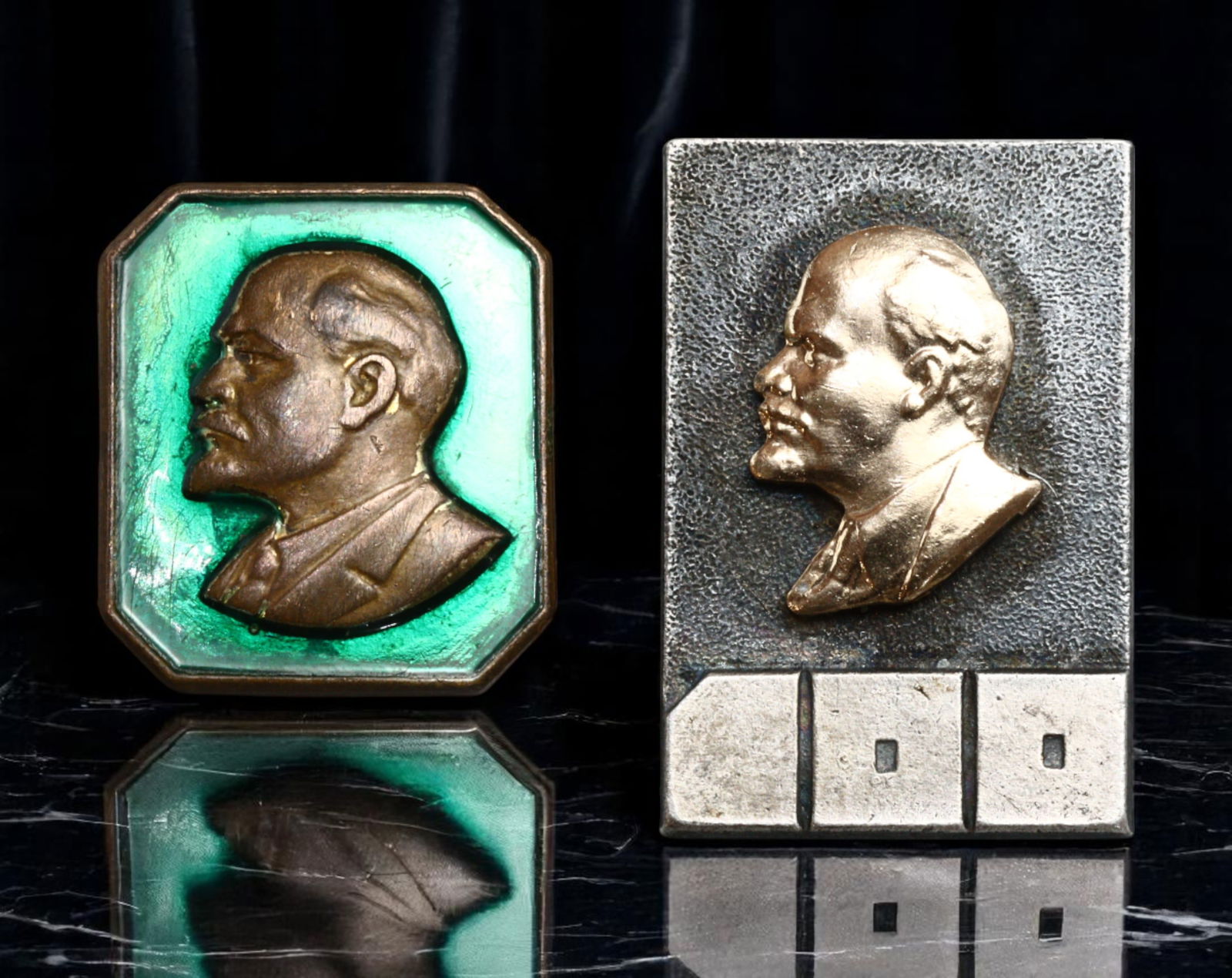 USSR: Lenin Profile Relief Badges - Revolutionary Legacy Commemorative Set, 1960s-1970s, 16-23mm (1 of 2)