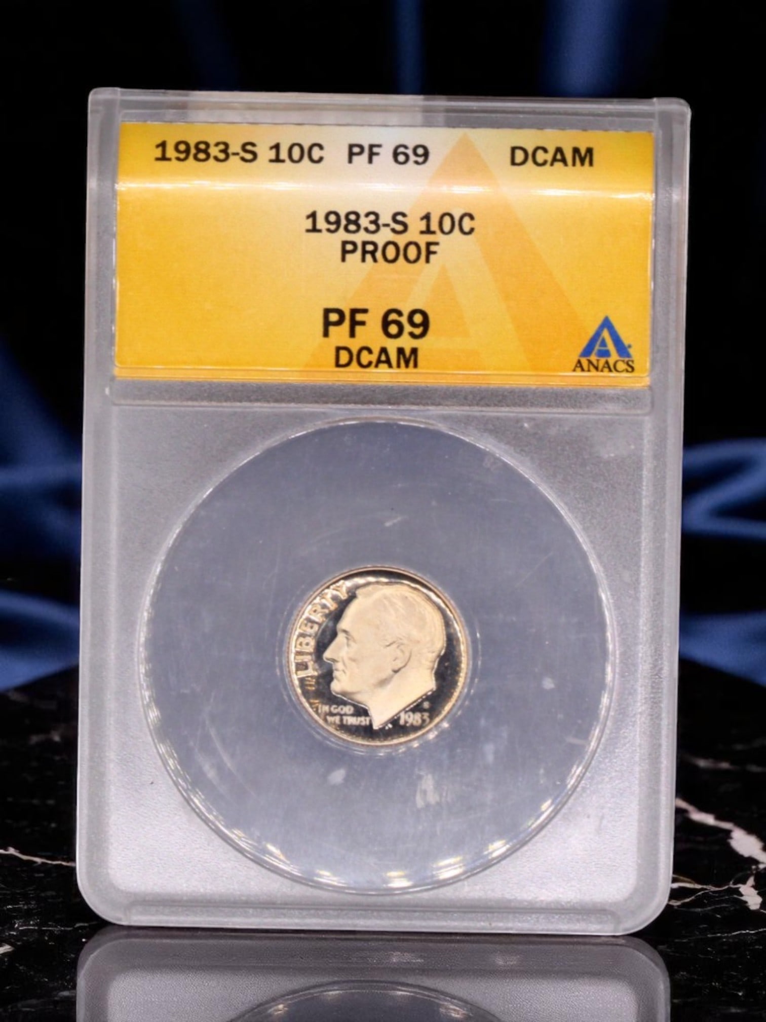 UNITED STATES: Cold War Commemoration - Roosevelt Dime Proof Coin, 1983 S, 16.9mm (ANACS PF 69 DCAM) (1 of 2)