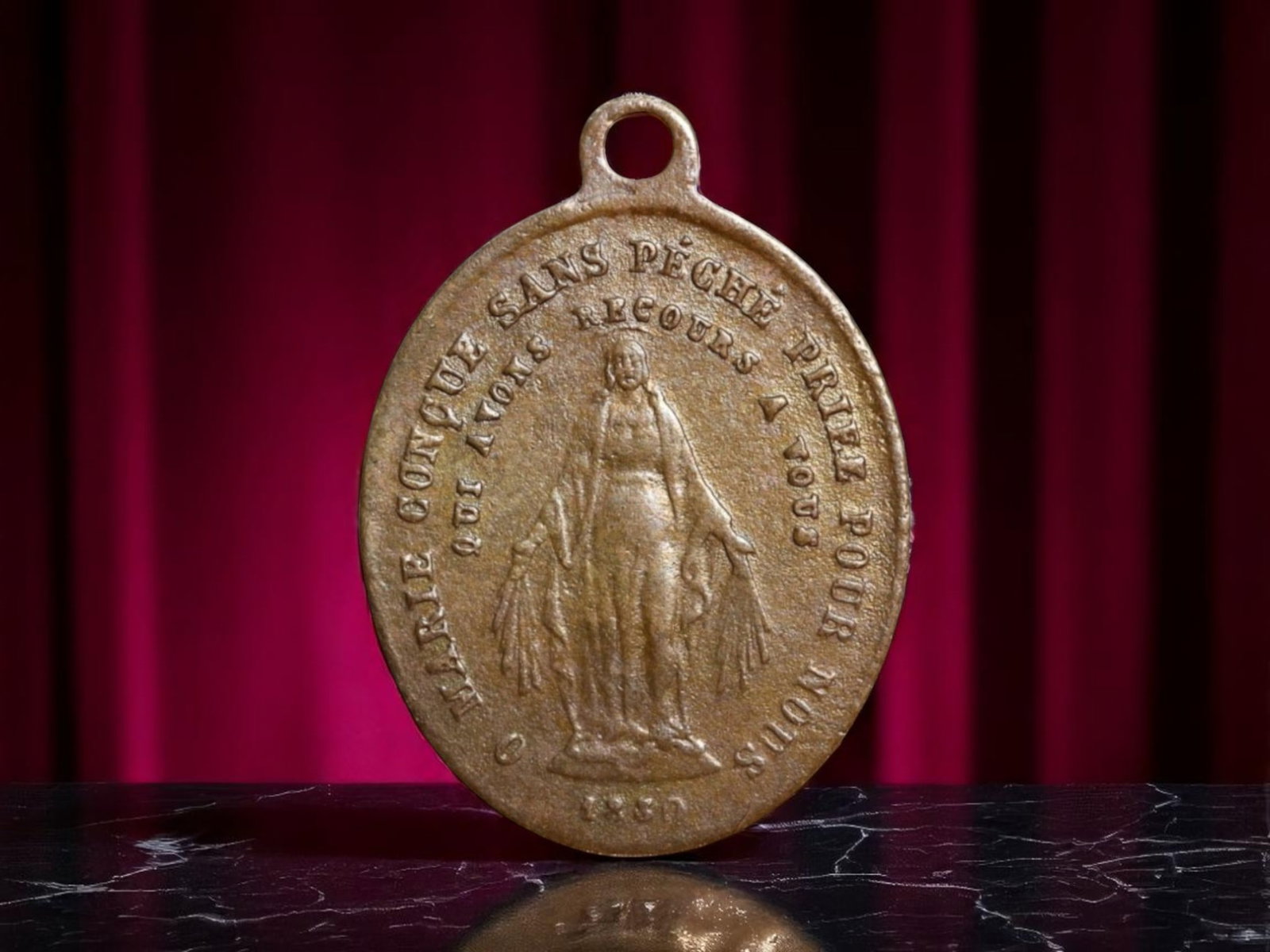 FRANCE: Marian Devotion - Miraculous Medal "Marie Concue Sans Peche", 1837, 20mm: An enduring symbol of 19th-century French Catholic piety, this 1837 devotional medal commemorates the widespread veneration of the Virgin Mary under the title of the Immaculate Conception. The front f