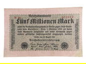 GERMANY: Weimar Hyperinflation - 5 Million Mark Reichsbanknote, 1923