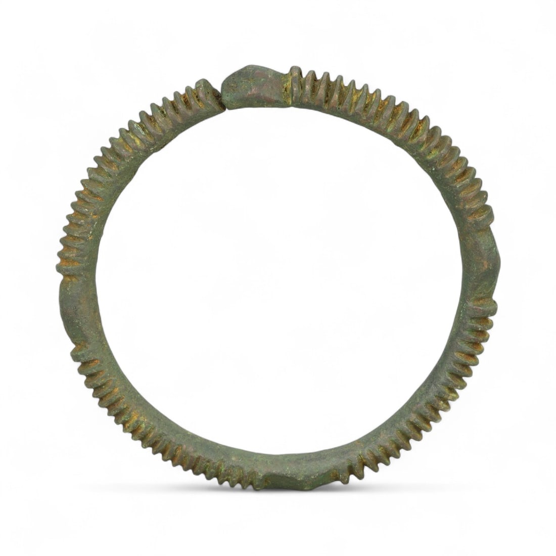 Ancient Parthian Ribbed Spiral Bronze Bracelet, c. 1st Century BCE - 2nd Century CE (1 of 2)