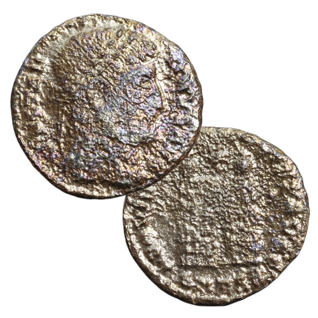 ANCIENT ROMAN EMPIRE: Ancient AE Bronze Coin Issue, 18mm: Issued during one of the most transformative epochs of the Roman Empire, this bronze coin embodies the endurance and adaptability of Roman statecraft across centuries. Its compact flan and timeworn su